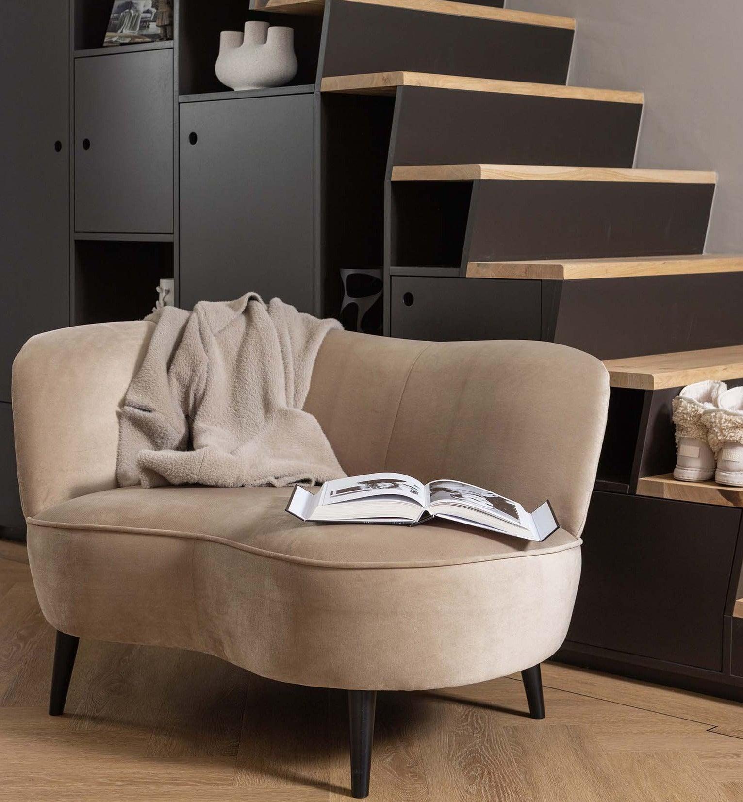 Szezlong aksamitny lewostronny SARA khaki Woood Eye on Design