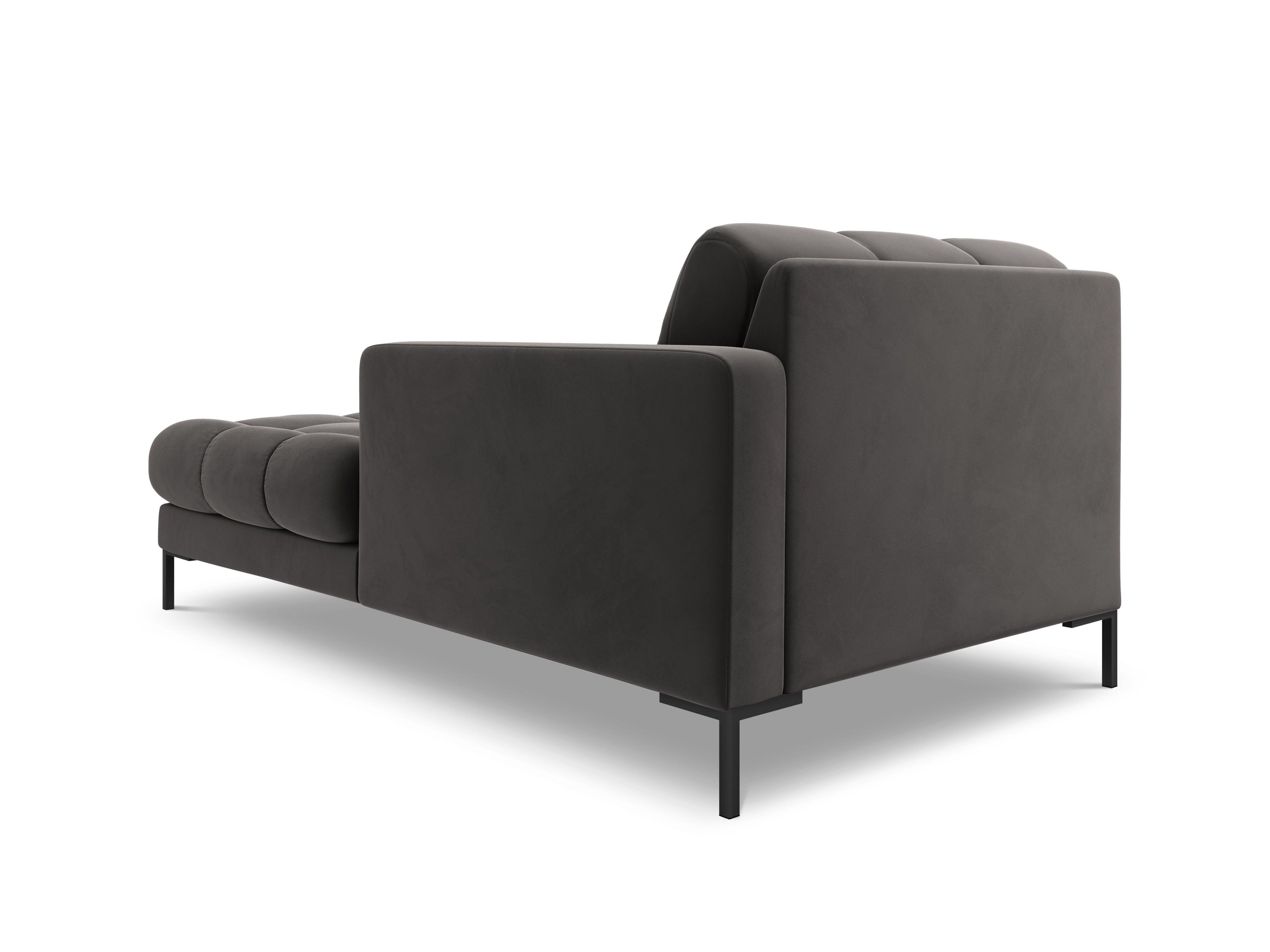 Szezlong aksamitny prawostronny BALI ciemnoszary z czarną podstawą Cosmopolitan Design Eye on Design