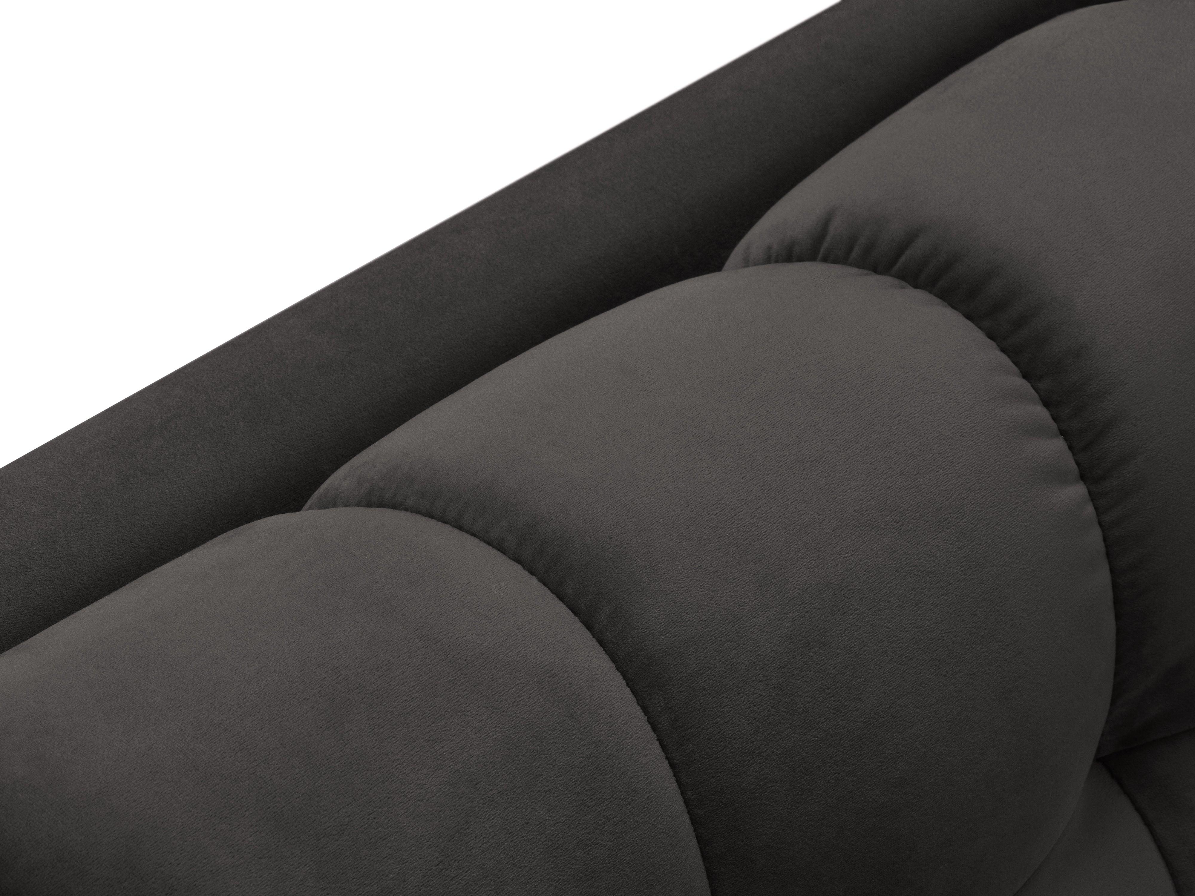 Szezlong aksamitny prawostronny BALI ciemnoszary ze złotą podstawą Cosmopolitan Design Eye on Design