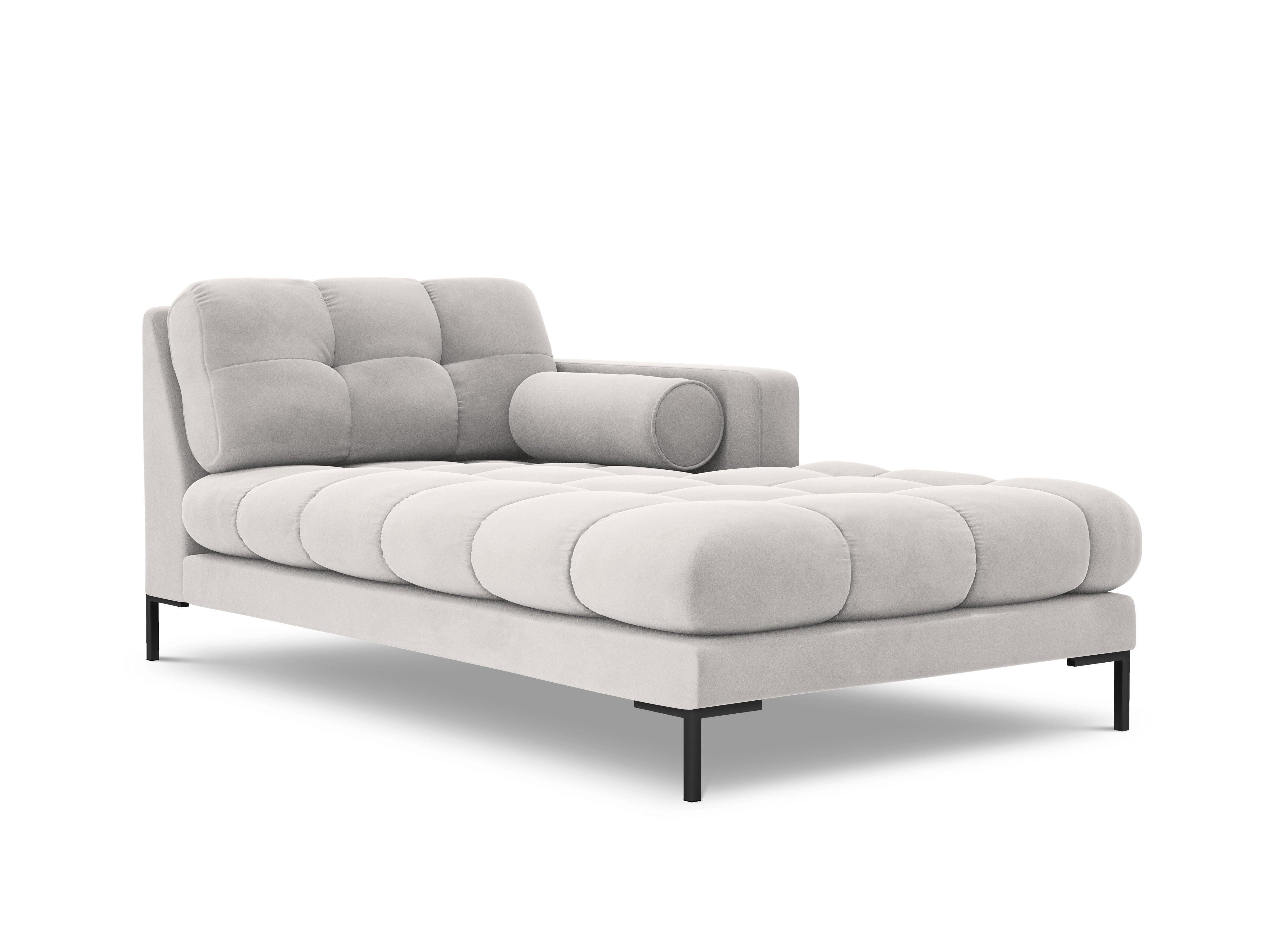 Szezlong aksamitny prawostronny BALI srebrny z czarną podstawą Cosmopolitan Design Eye on Design