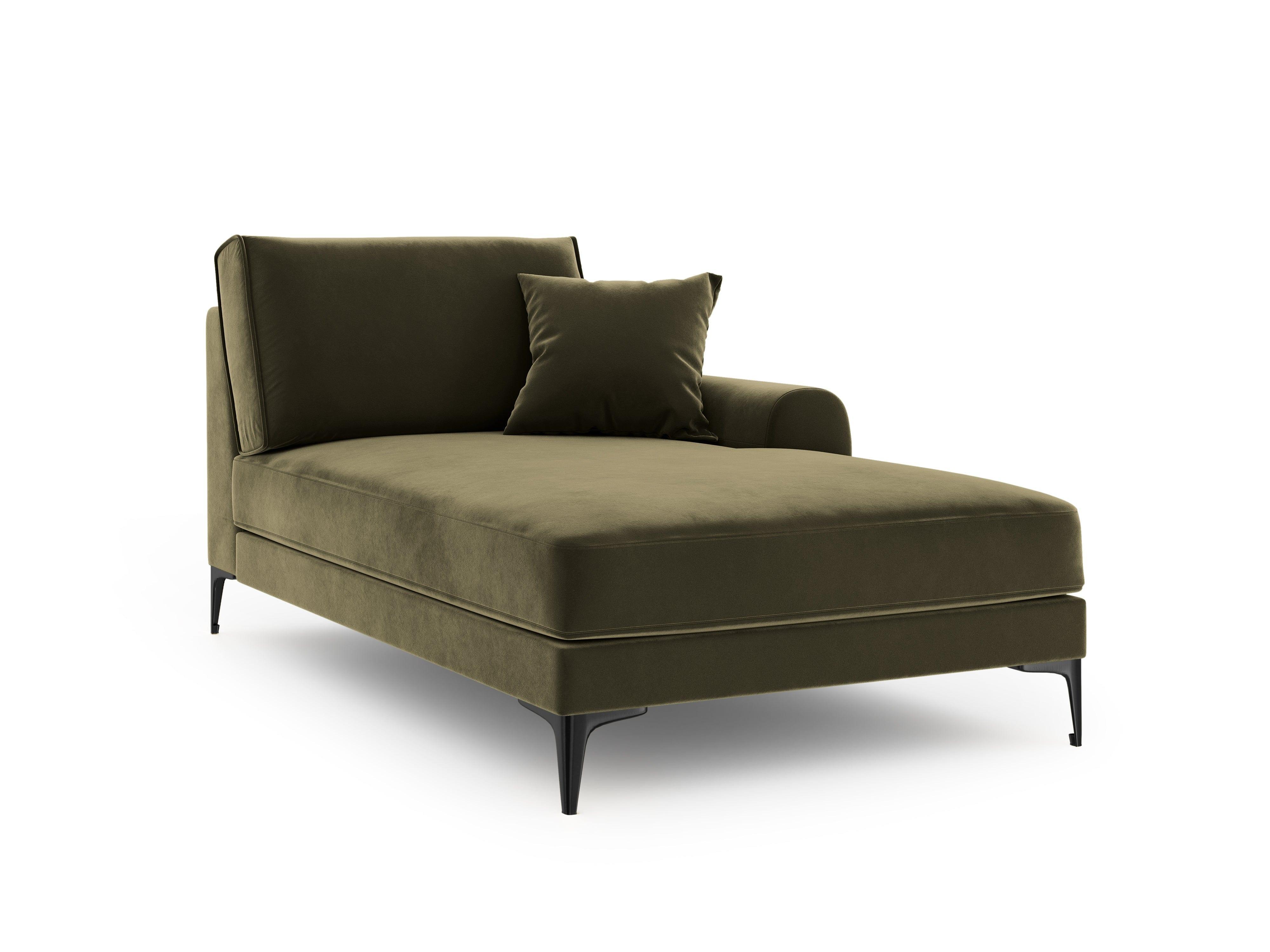 Szezlong aksamitny prawostronny MADARA zielony z czarną podstawą Mazzini Sofas Eye on Design