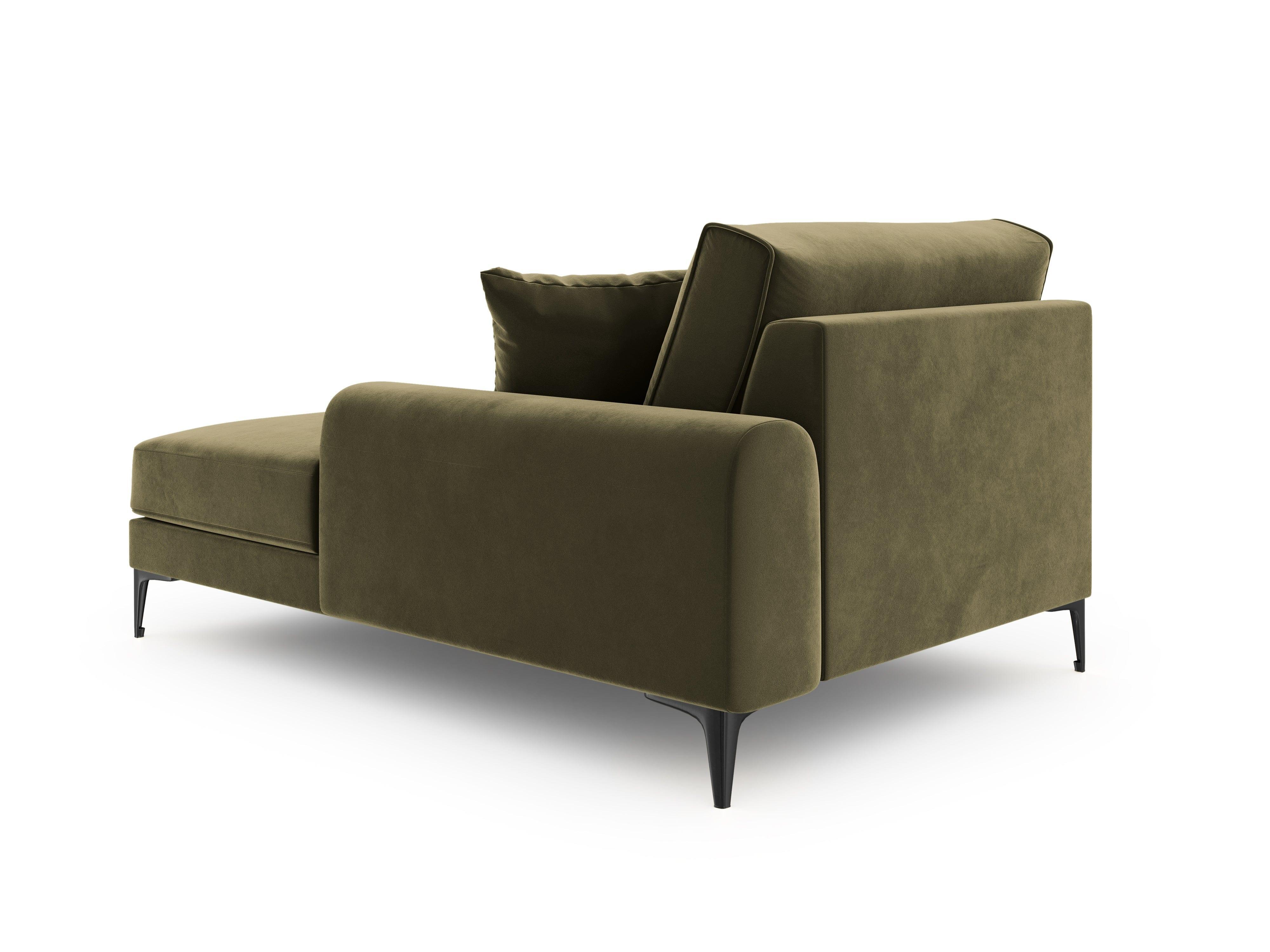 Szezlong aksamitny prawostronny MADARA zielony z czarną podstawą Mazzini Sofas Eye on Design