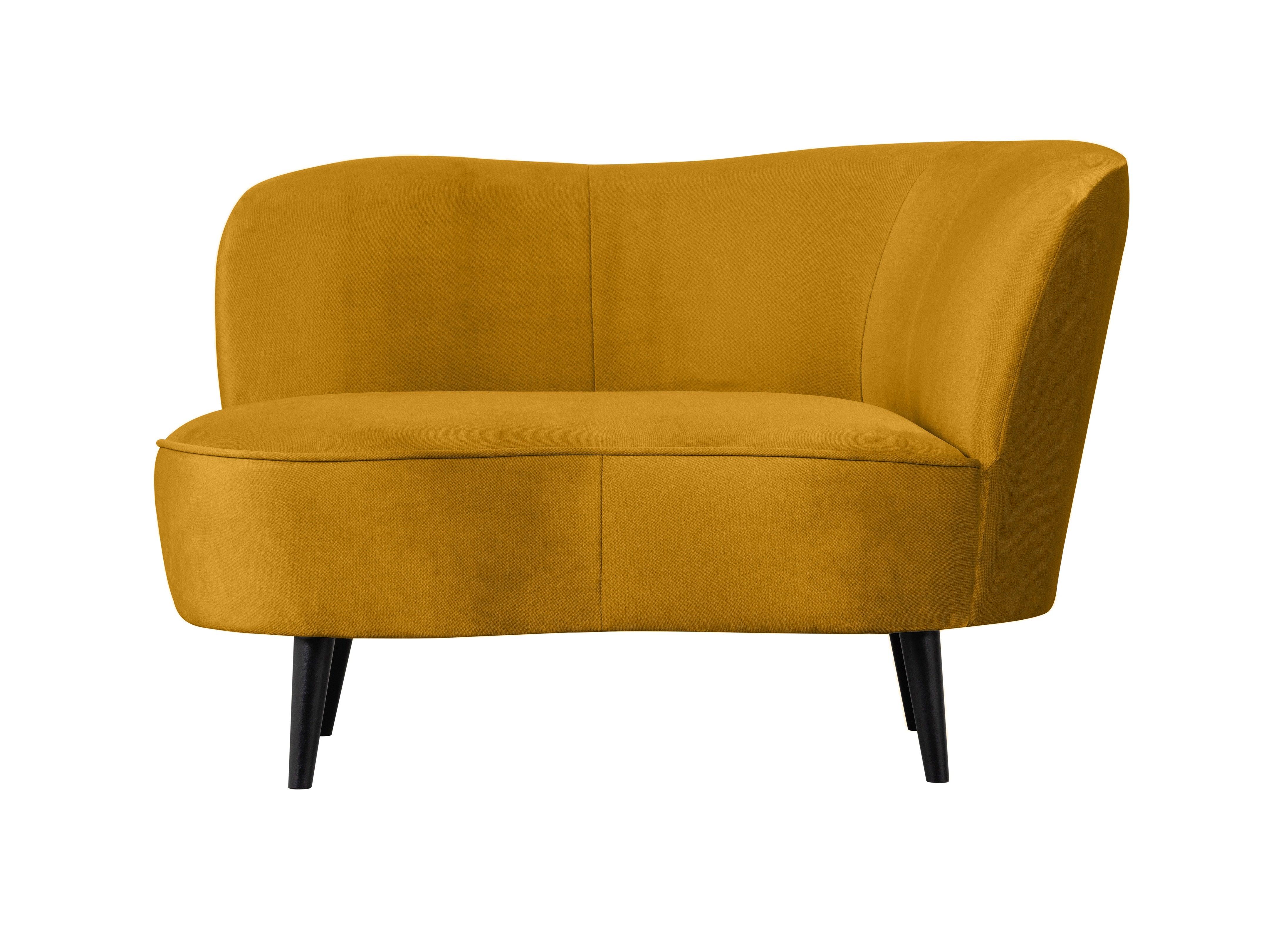 Szezlong aksamitny prawostronny SARA musztardowy Woood Eye on Design