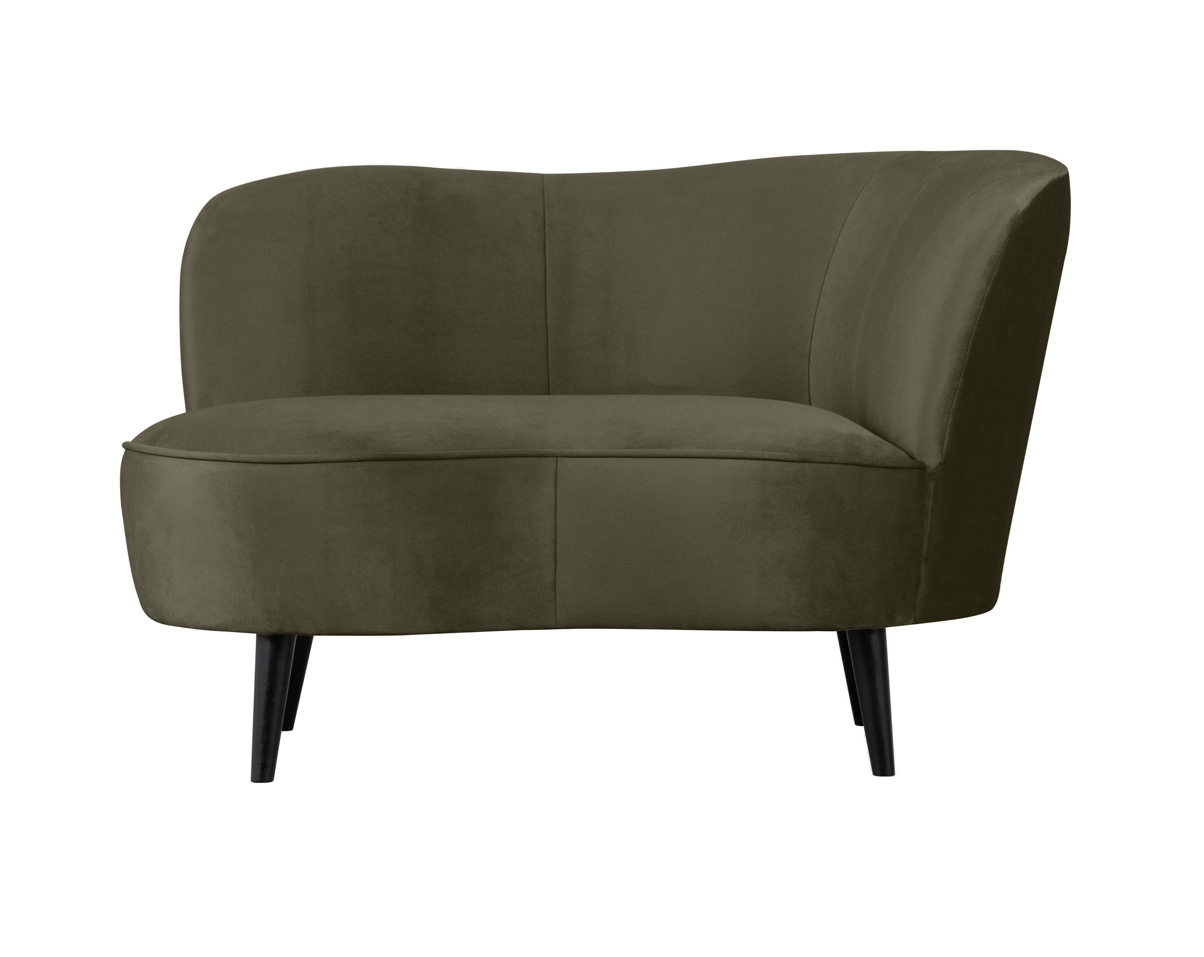 Szezlong aksamitny prawostronny SARA oliwkowy zielony Woood Eye on Design