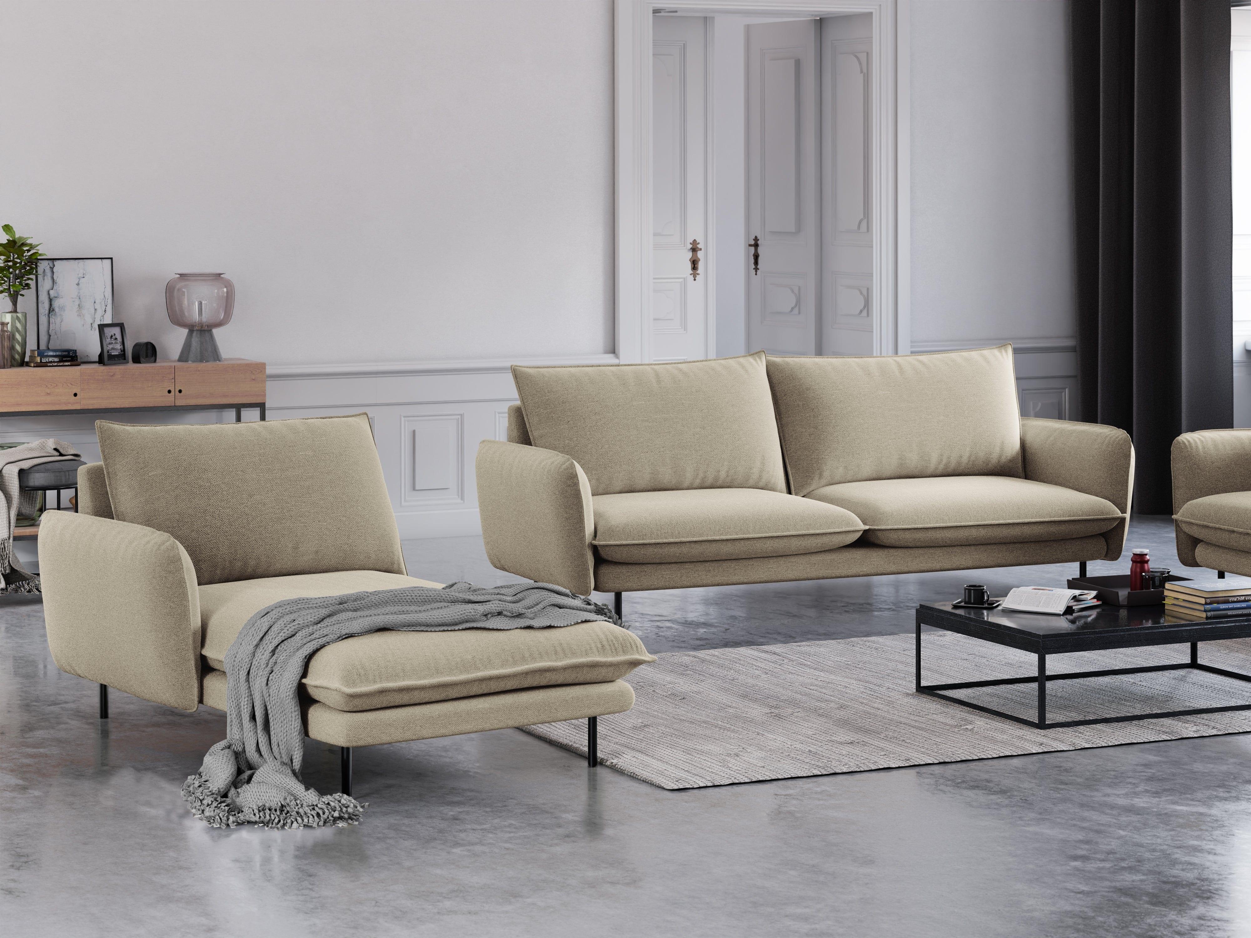 Szezlong lewostronny VIENNA beżowy z czarną podstawą Cosmopolitan Design Eye on Design