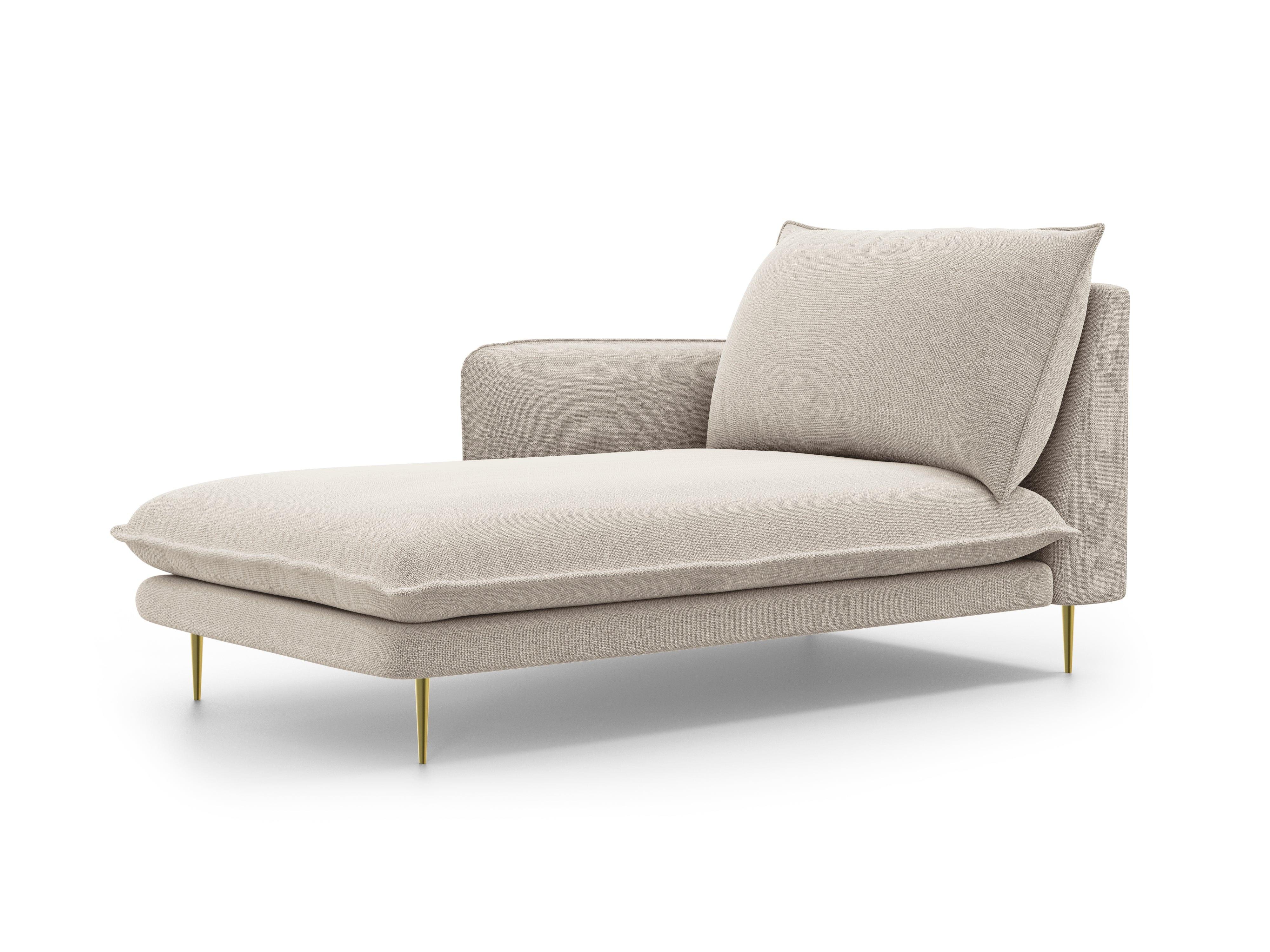 Szezlong lewostronny VIENNA piaskowy ze złotą podstawą Cosmopolitan Design Eye on Design