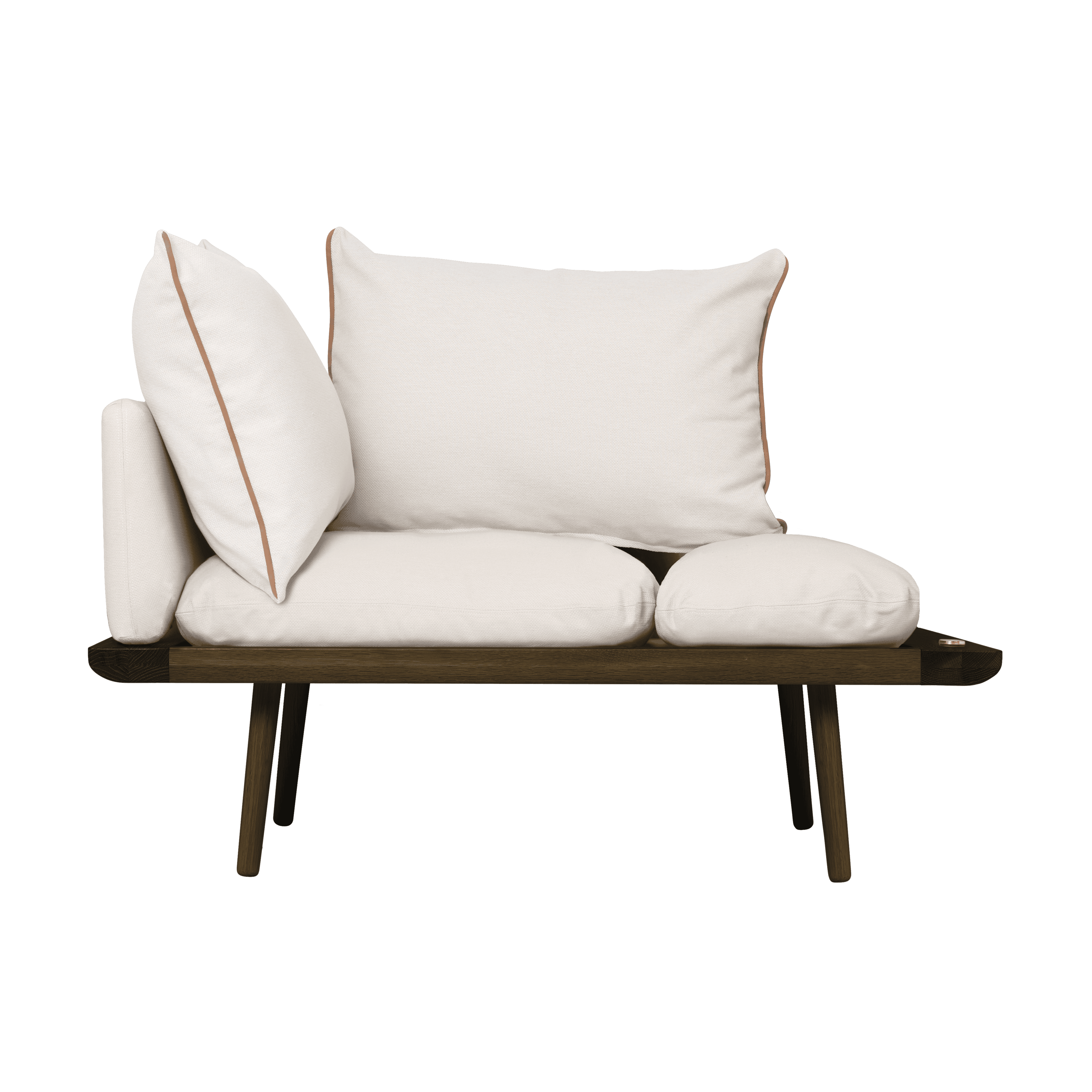 Szezlong LOUNGE AROUND beżowy z ciemno dębową podstawą UMAGE Eye on Design