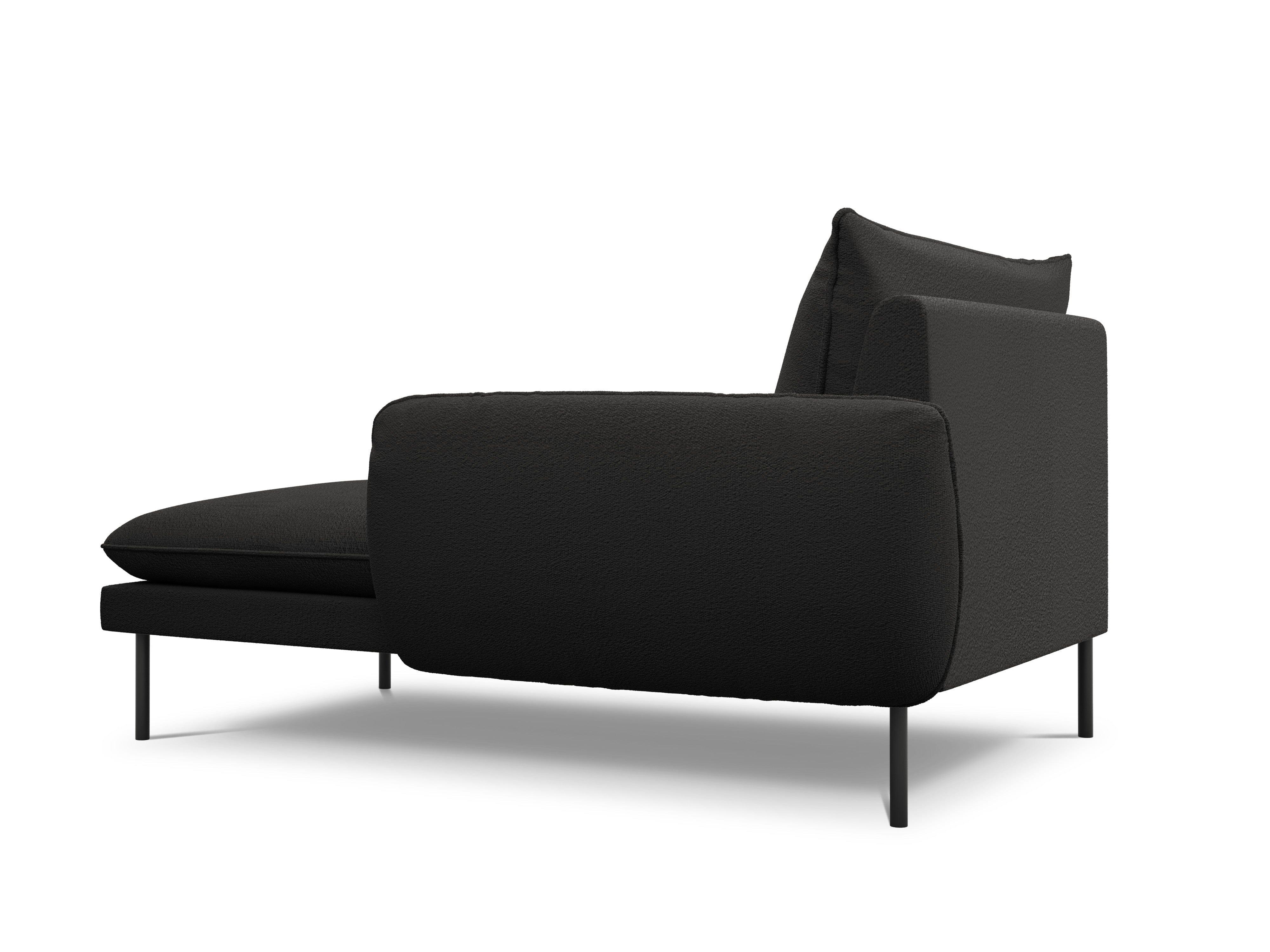Szezlong w tkaninie boucle prawostronny VIENNA czarny z czarną podstawą Cosmopolitan Design Eye on Design