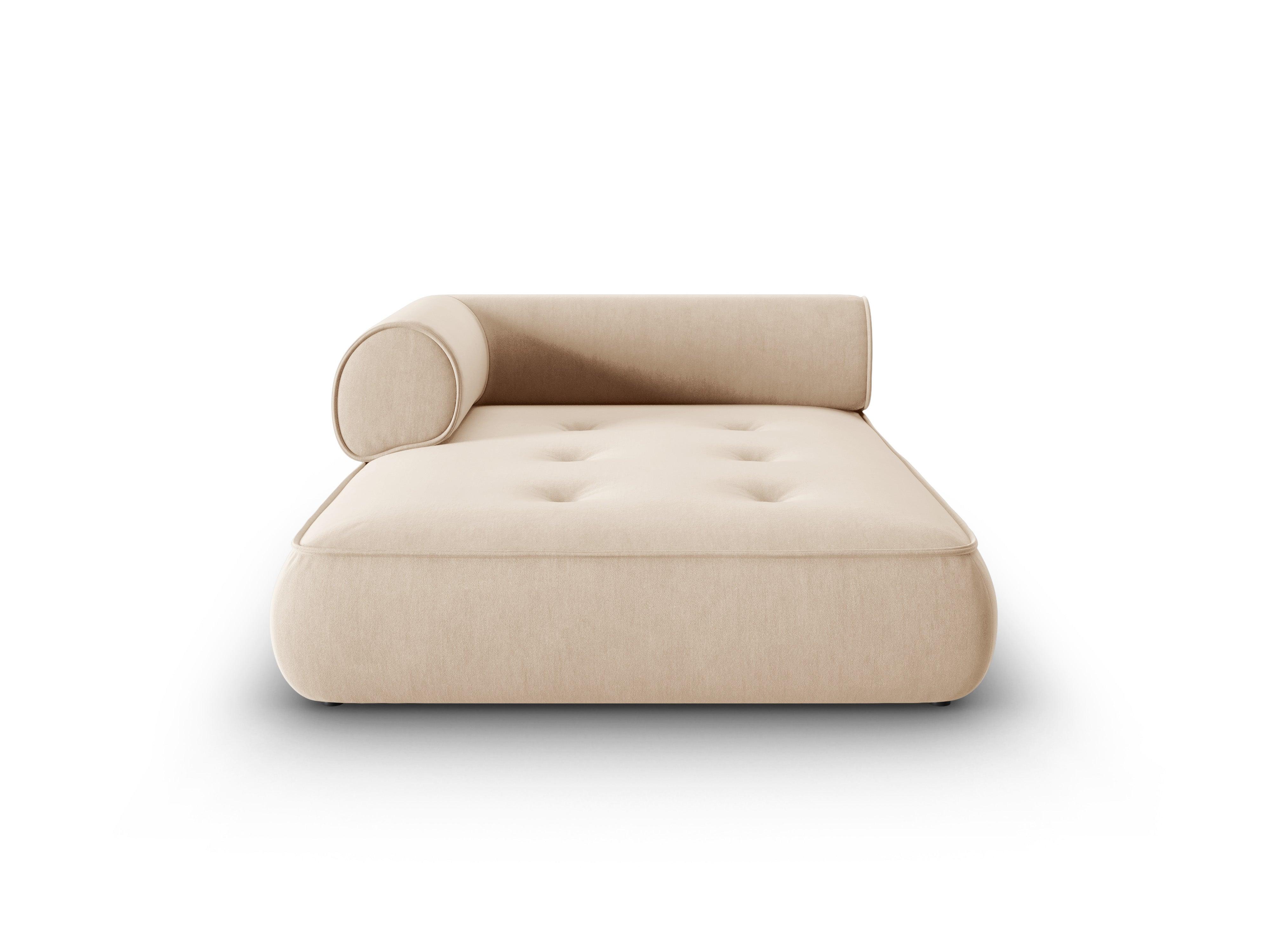 Szezlong w tkaninie szenilowej lewostronny LILY beżowy Maison Heritage Eye on Design