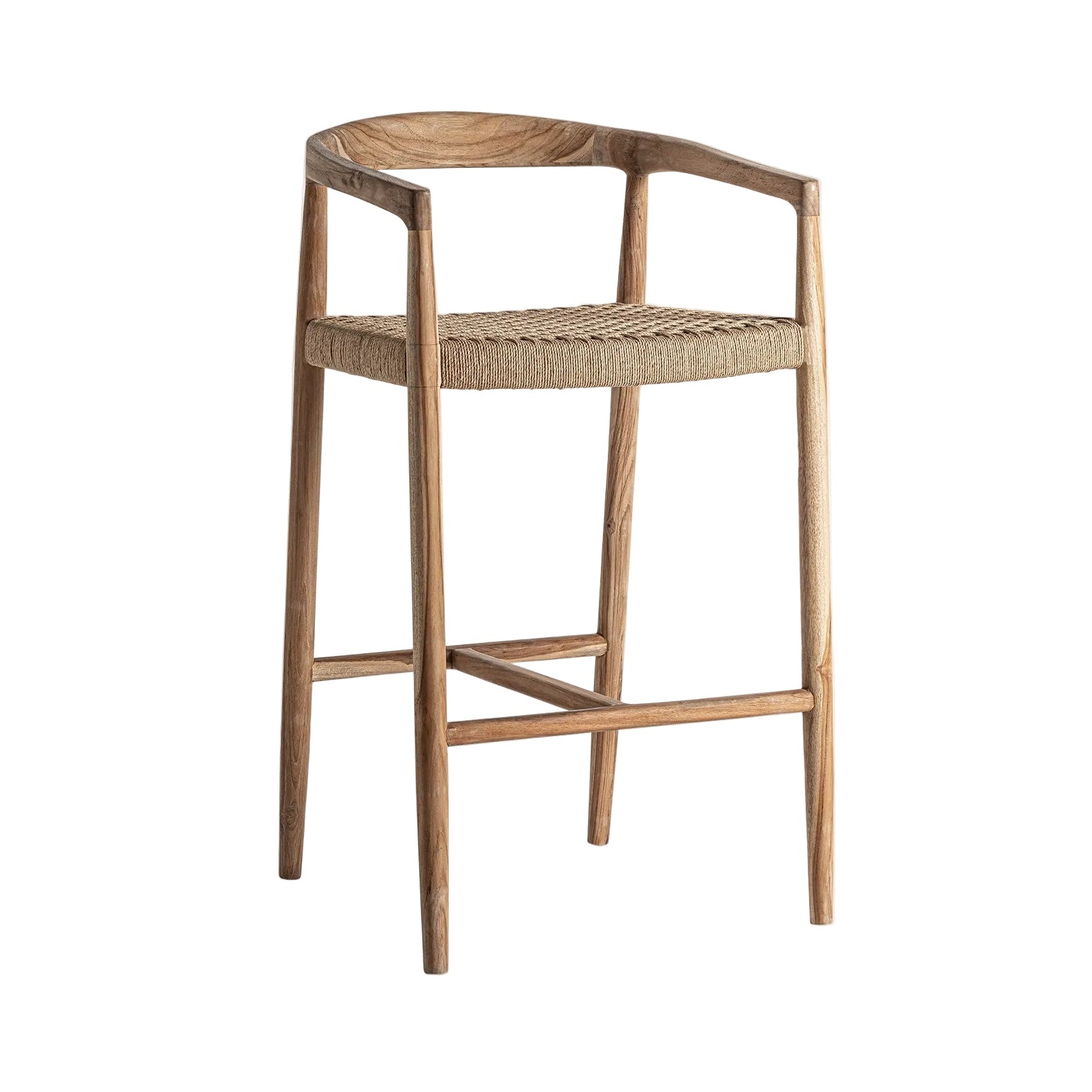 Bar stool with armrests CAEN teak wood