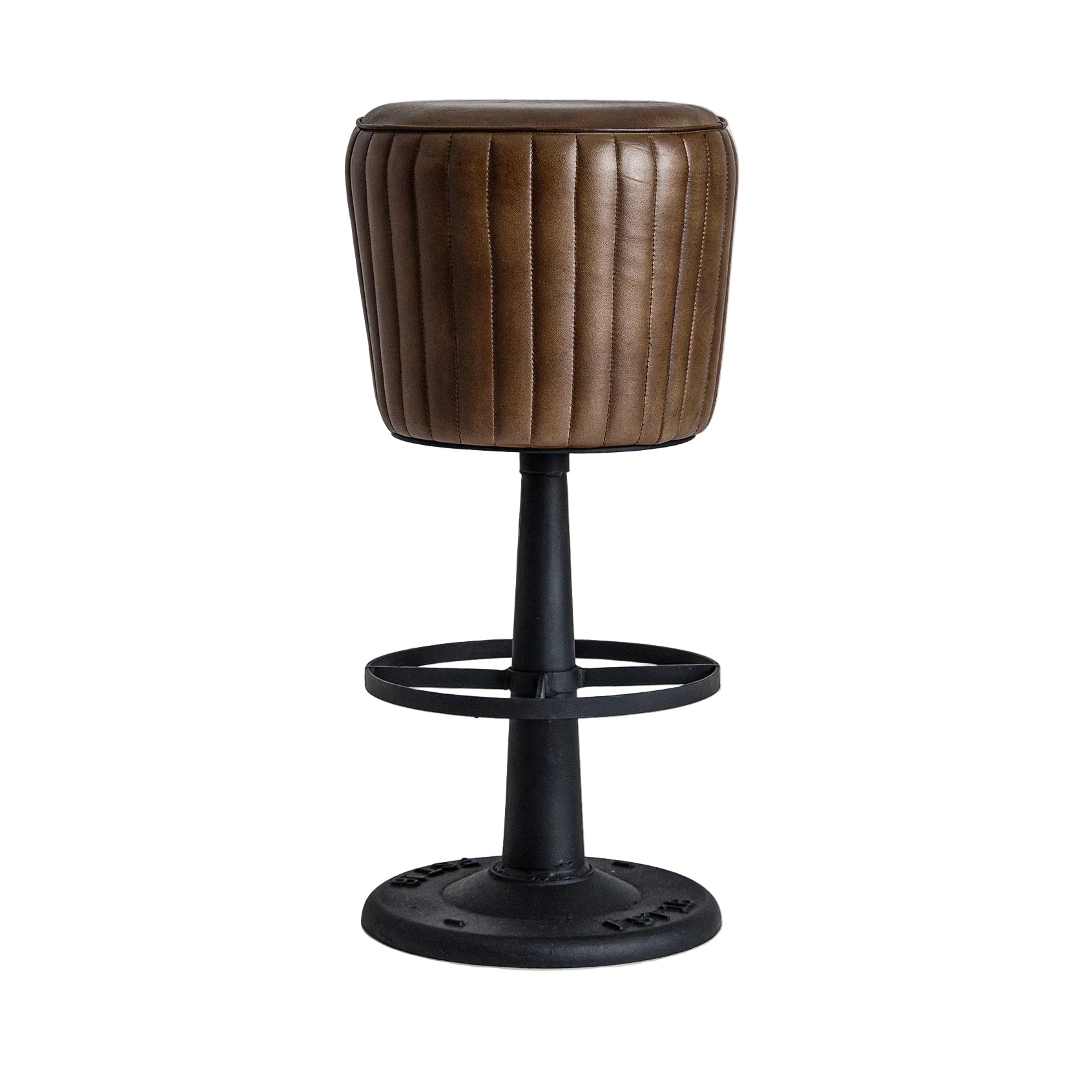 SENEY Bar Stool Brown Leather with Black Base