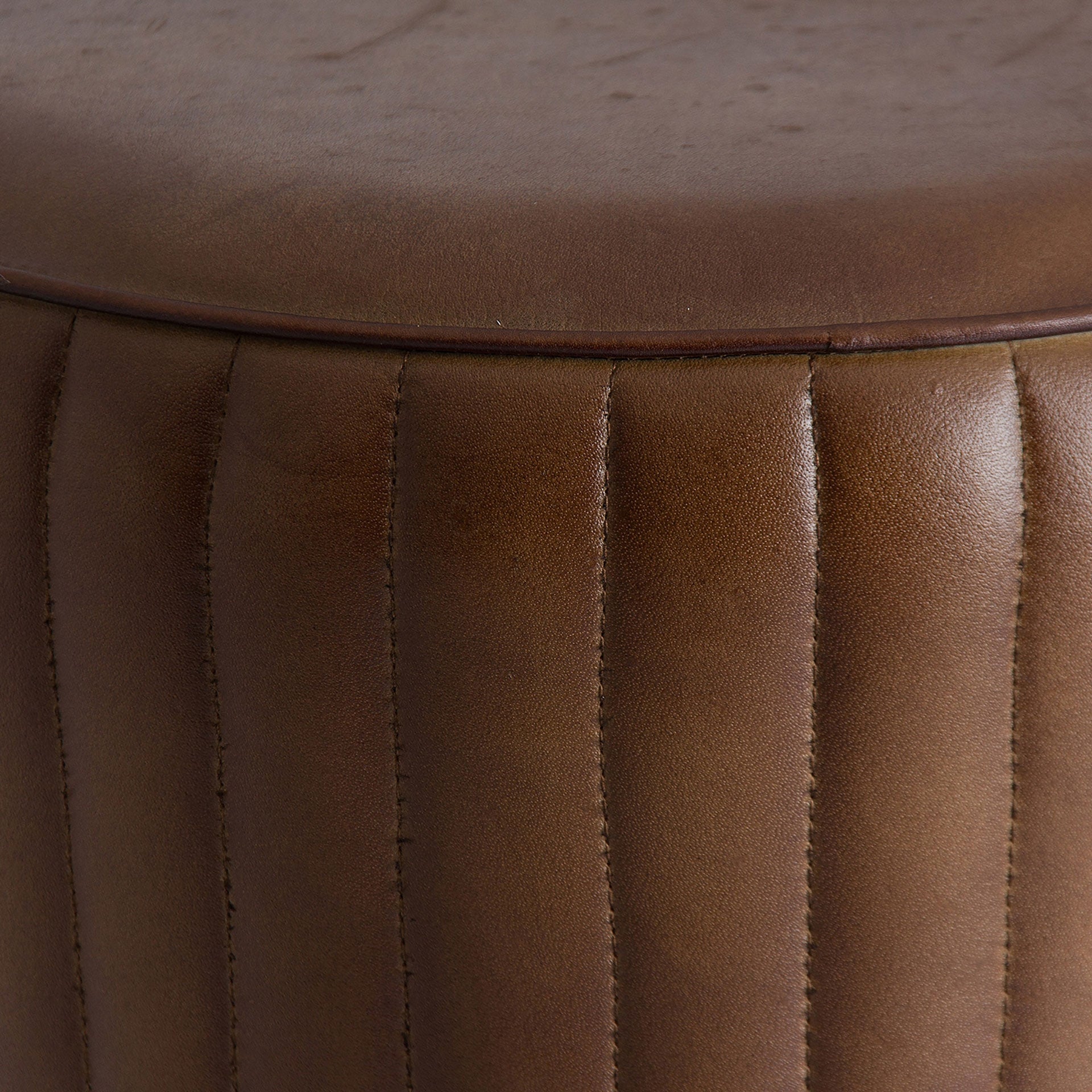 SENEY Bar Stool Brown Leather with Black Base