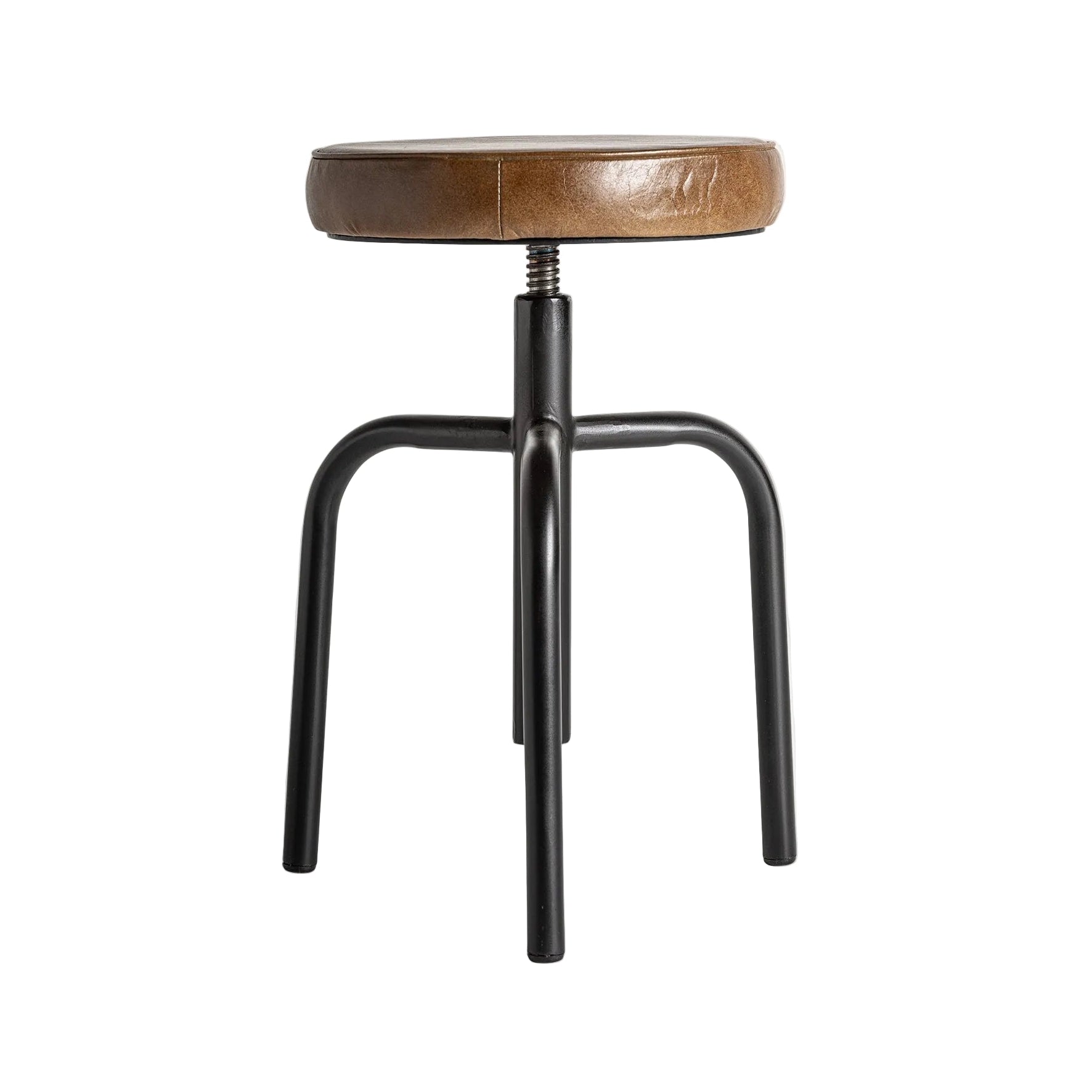 Barhocker SNAIT braunes Leder mit schwarzem Gestell