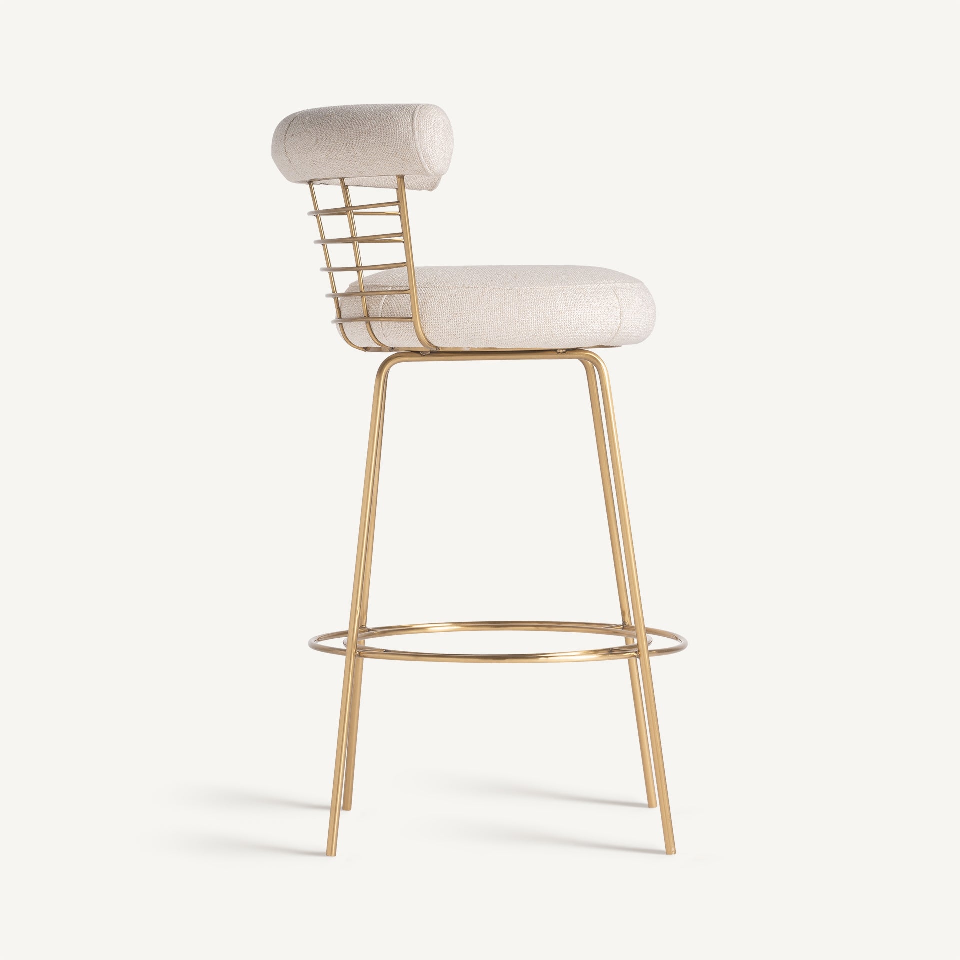 Barhocker TRESIVIO creme mit goldenem Fuß