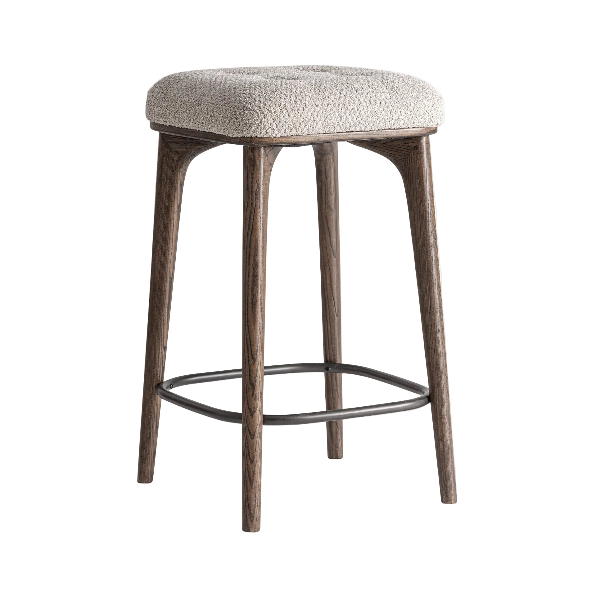 Hocker ZEMST beige mit Eschenbasis