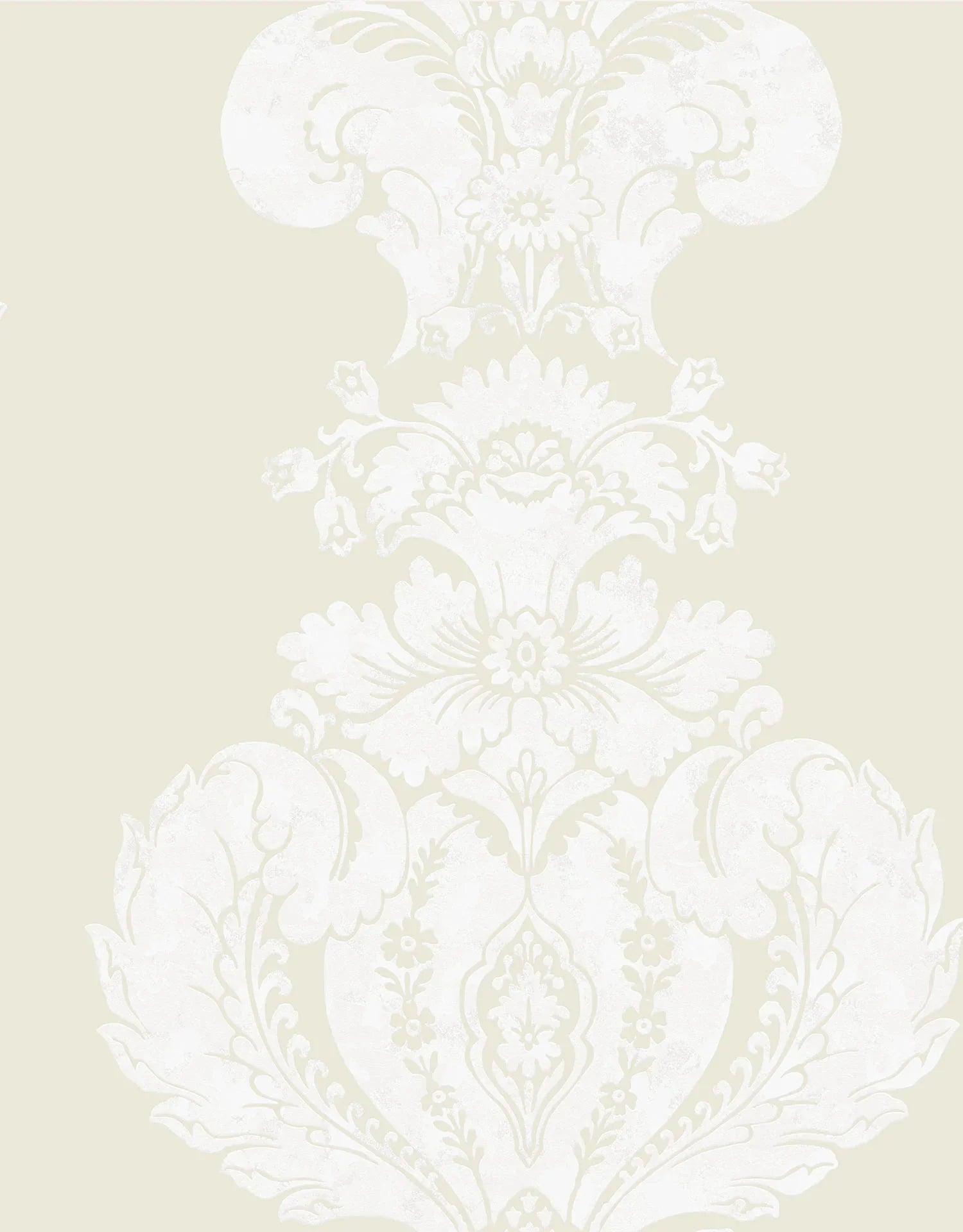 Metalltapete mit Ornamenten ALBEMARLE - Baudelaire weiß auf Creme