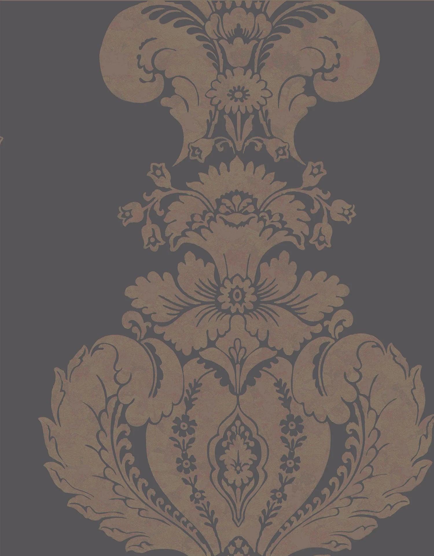 Metallic wallpaper with ornaments ALBEMARLE - Metallic bronze Baudelaire on black