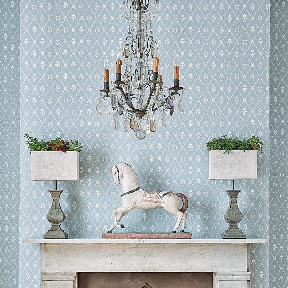 Plant wallpaper with geometric pattern ARCHIVE ANTHOLOGY - Alma yellow