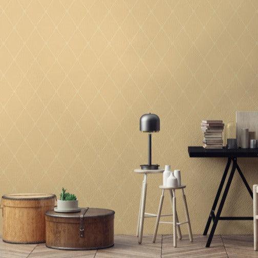 Geometric Pattern Wallpaper in Check ARCHIVE ANTHOLOGY - Large Georgian Rope Trellis Olive