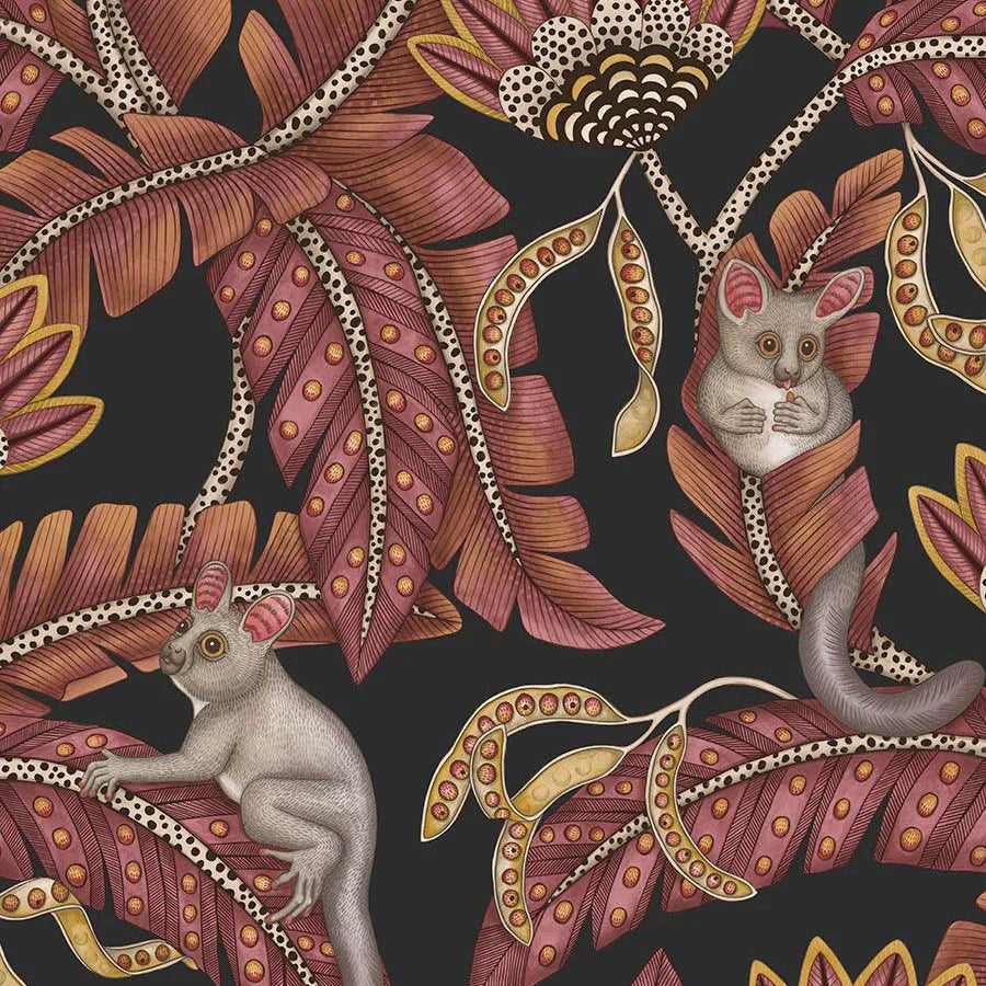 Tapeta ARDMORE JABULA - Bush Baby karmazyn na czarnym Cole & Son Default Title Eye on Design