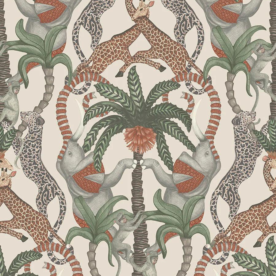 Tapeta ARDMORE JABULA - Safari Totem zielony na kremie Cole & Son Eye on Design