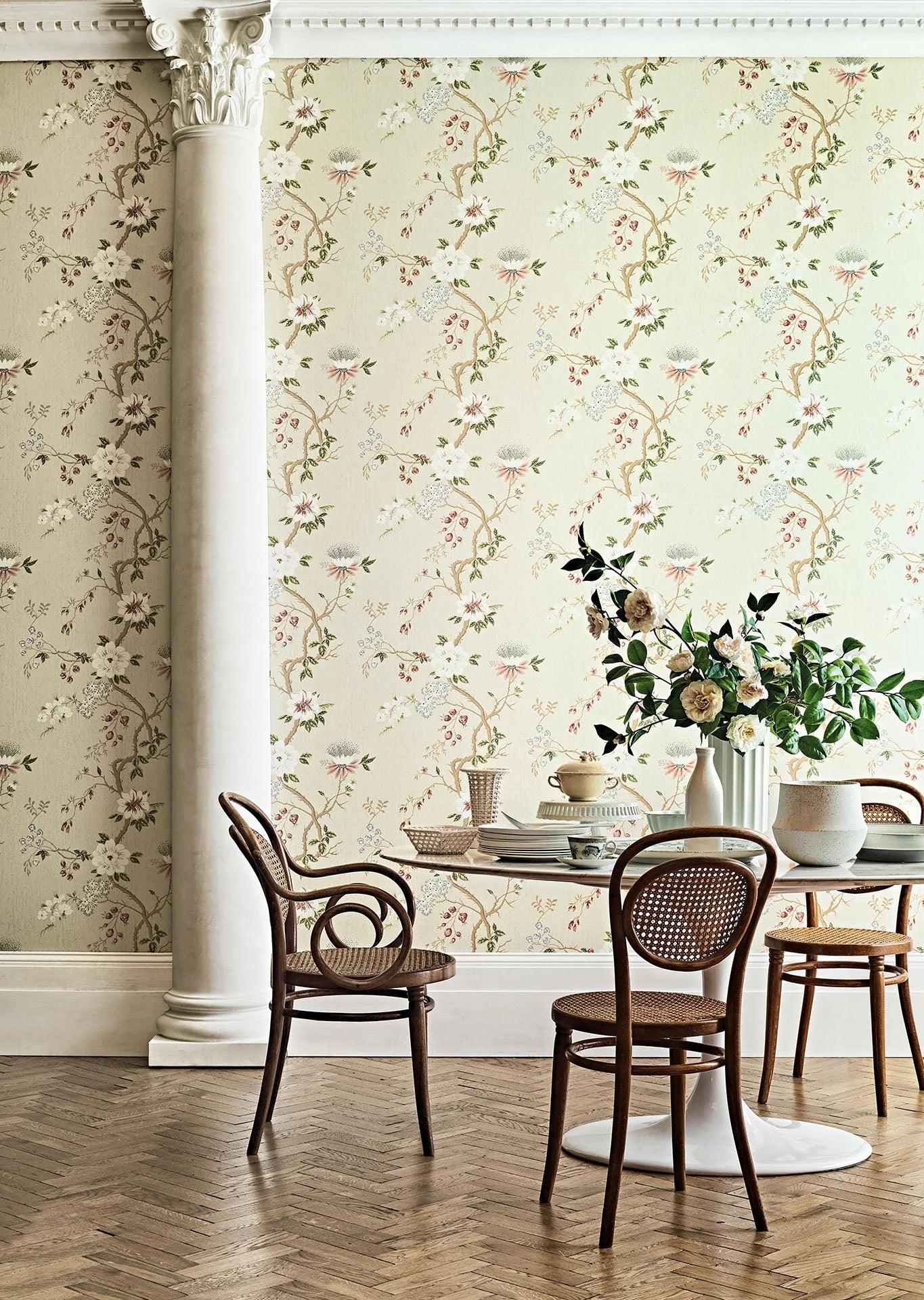 Tapete mit pflanzlichem Motiv Blumen BOTANICAL BOTANICA - Camellia gelb