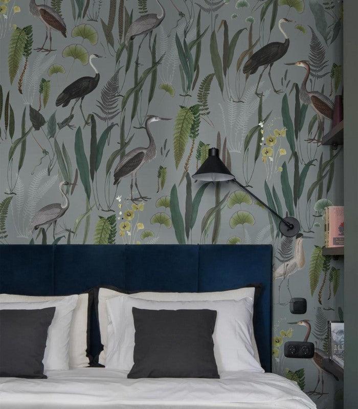 Tapeta Calm Heron Mint Wallcolors Eye on Design