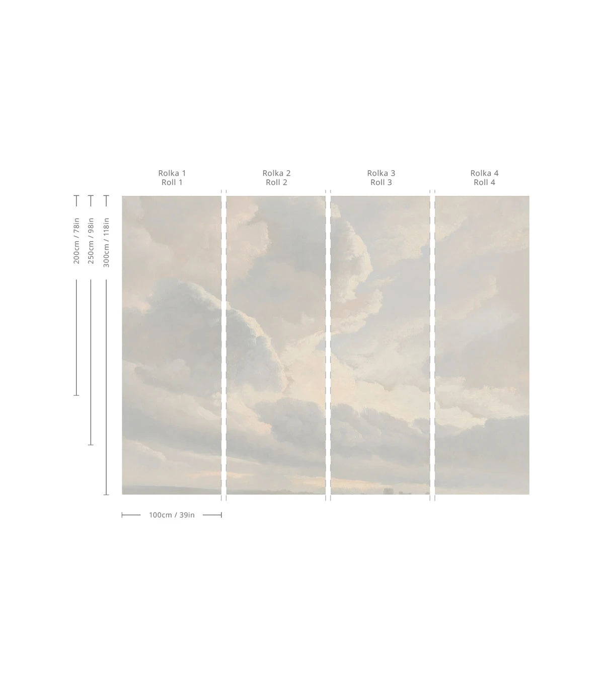 Tapete mit Wolkenlandschaft CLOUDY SKY warmes Grau