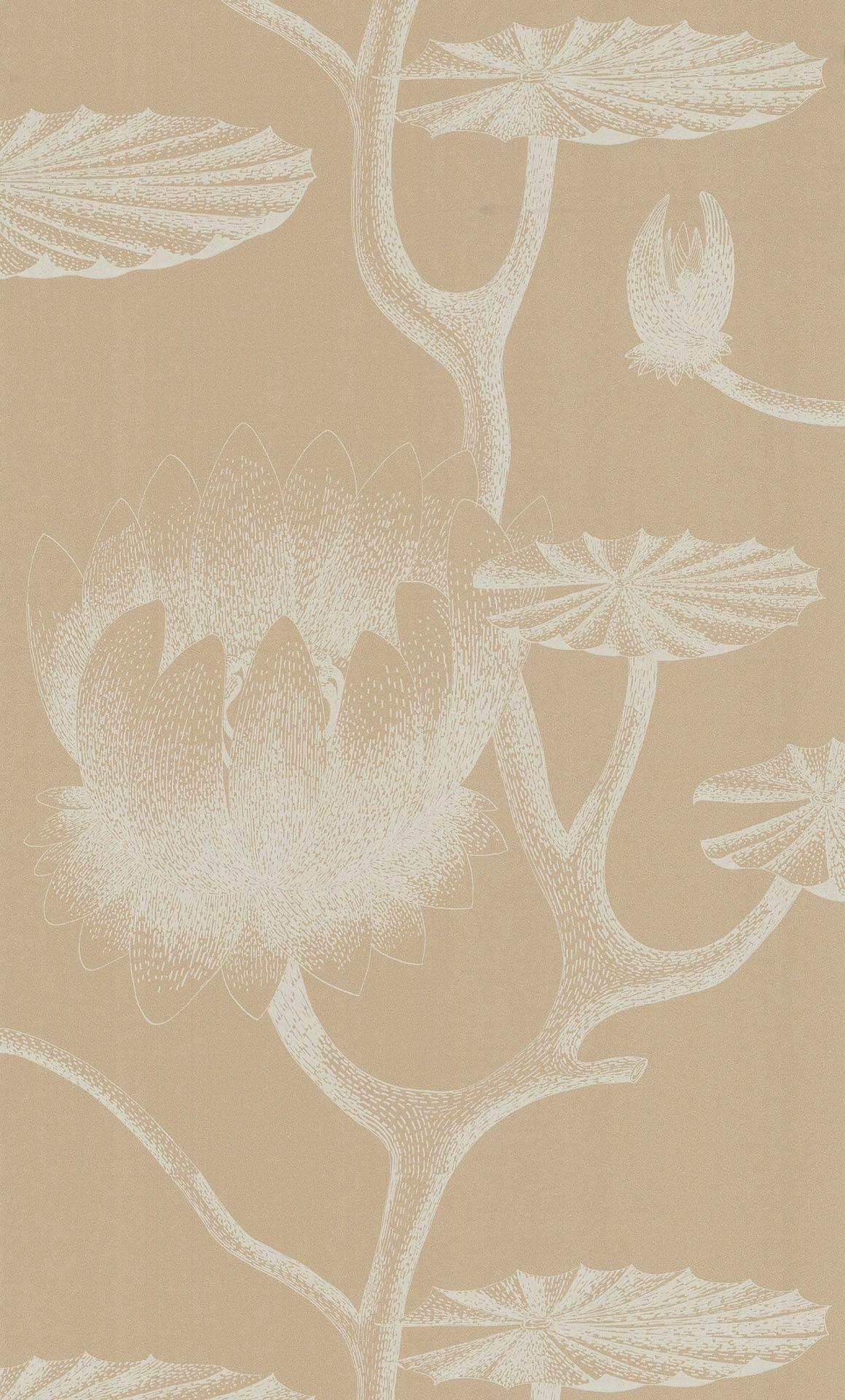 Tapete mit Pflanzenmotiv MODERN NEUGESTALTET - Lily sandfarben