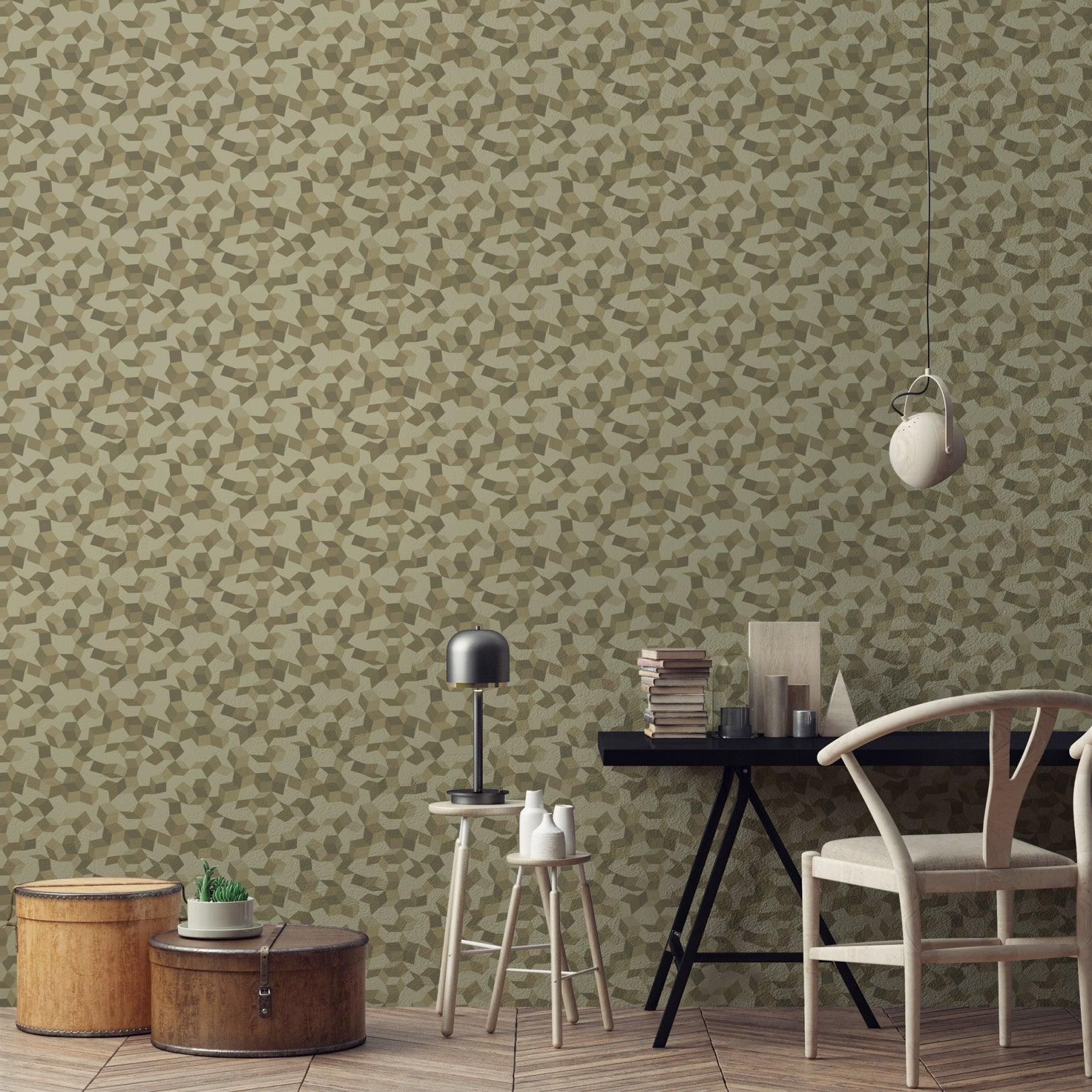 CURIO - Black Plume Geometric Stripe Wallpaper on White