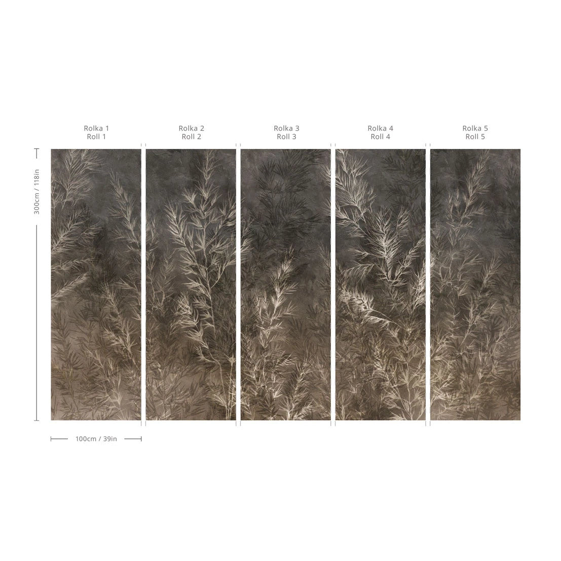 Vlies-Tapete mit Pflanzenmuster DRY GRASS dunkelgrün