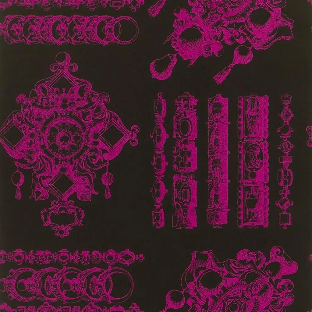 Tapeta LA MAIN AU COLLET - LIPSTICK czarny z różowym Christian Lacroix Eye on Design