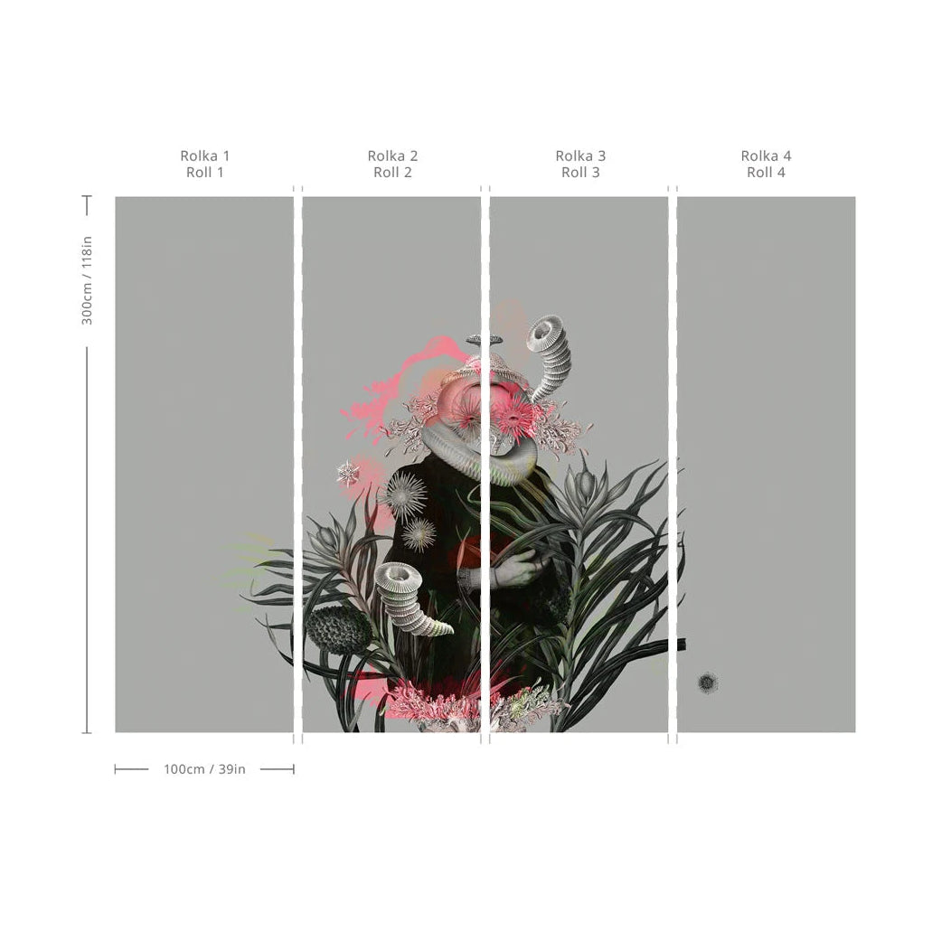 Vlies-Tapete LADY MEDUSA grau