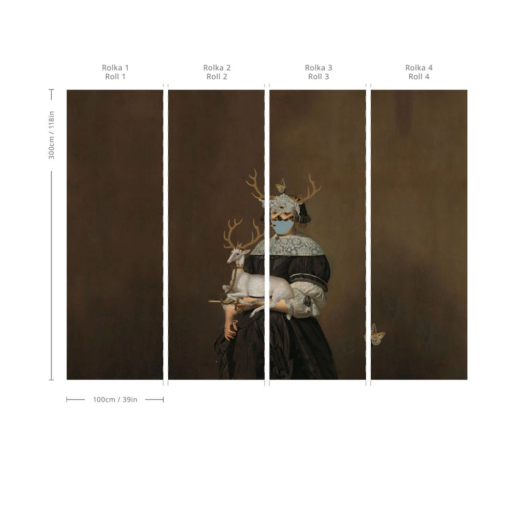 Non-woven wallpaper LADY OF THE STAG brown