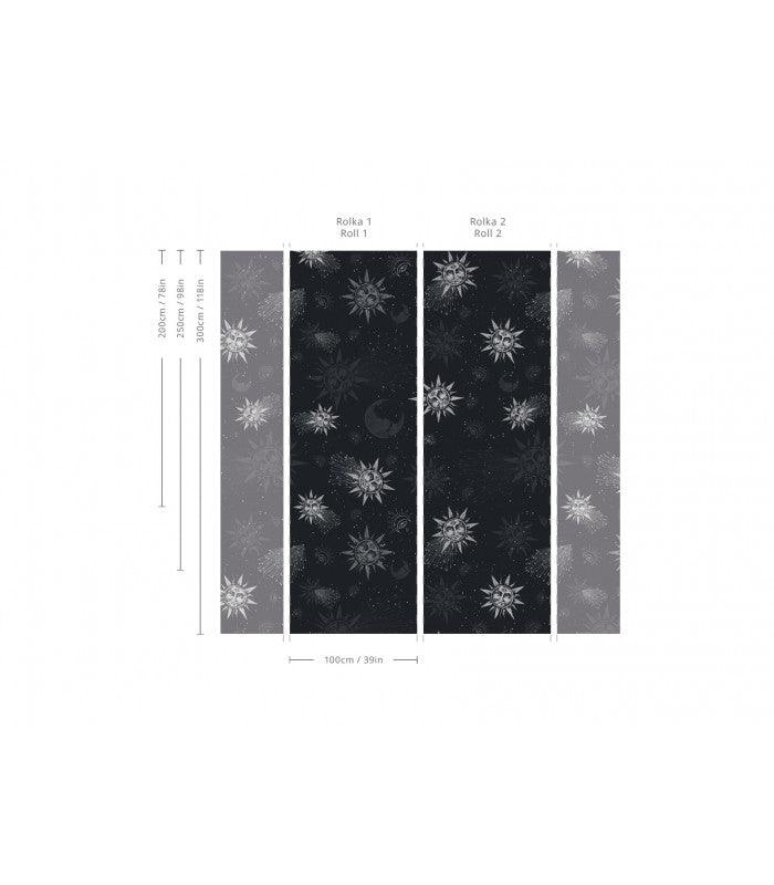 Tapeta Moon and sun navy blue Wallcolors Eye on Design