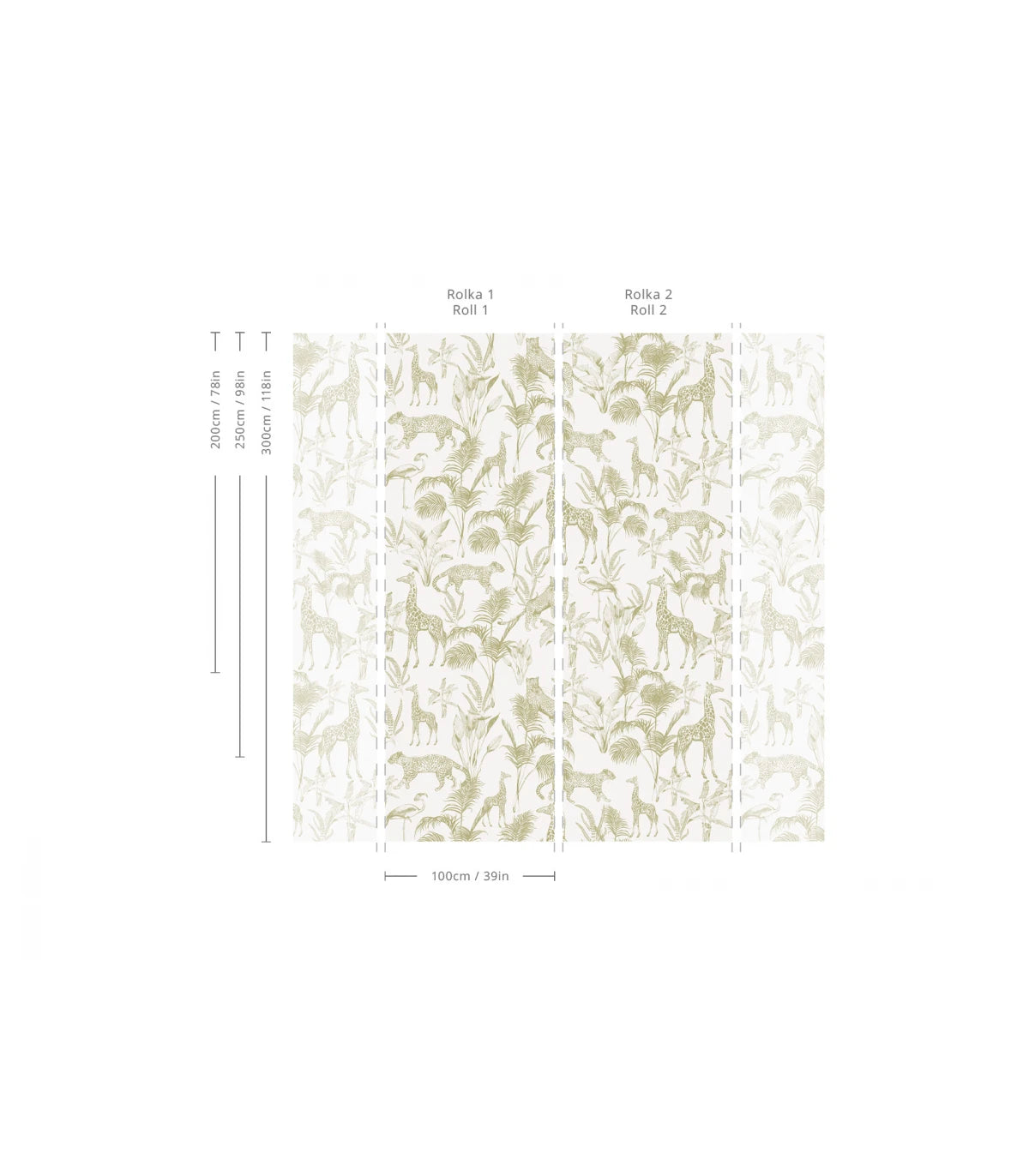 Tapete mit Tiermotiv SAFARI GREEN beige mit grünem Akzent