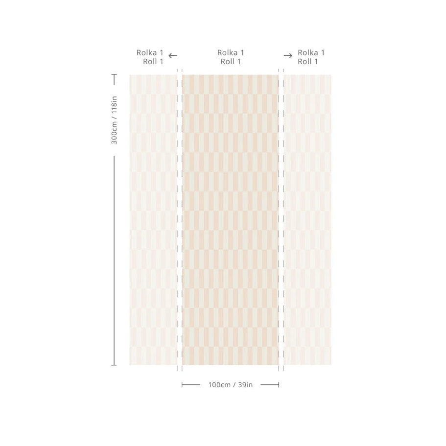 Fliesen-Tapete mit geometrischem Muster TETRIS STRIPE in Rosa