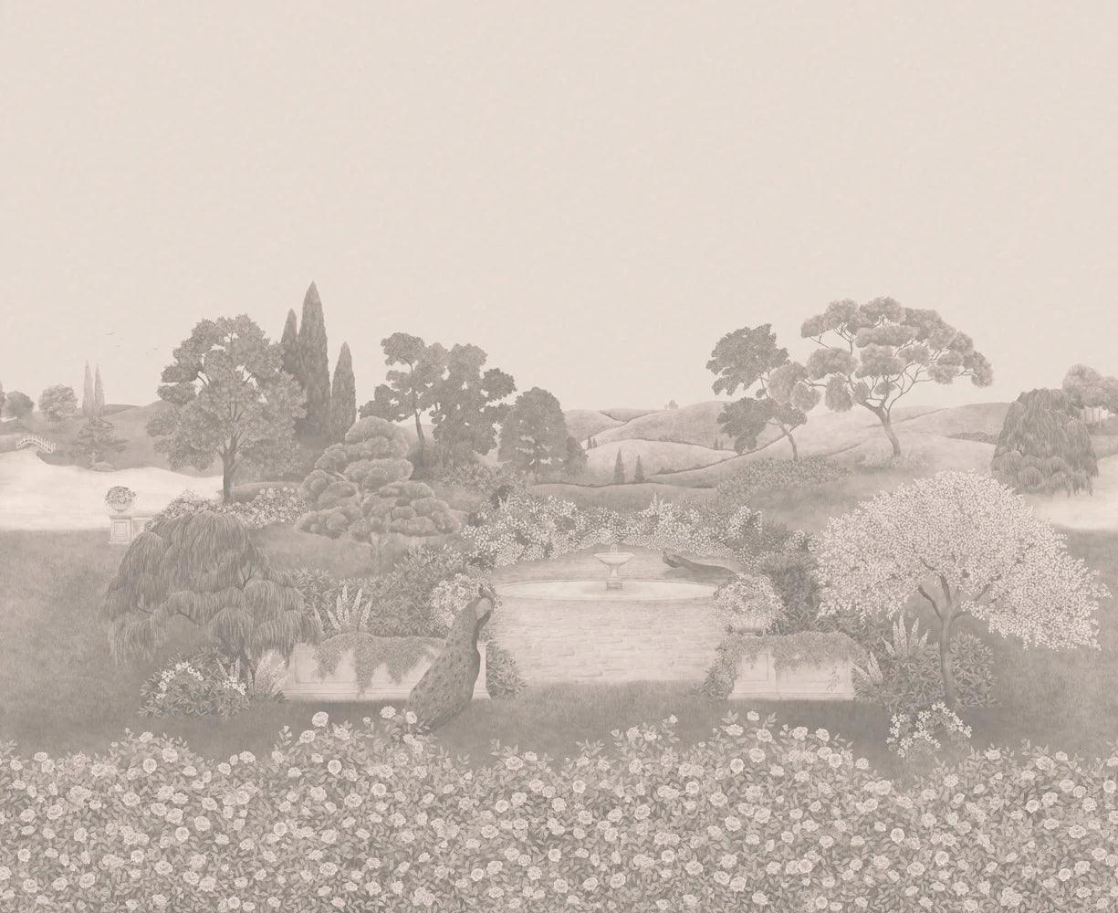 Wandbild mit Parklandschaft THE GARDENS - Idyll perlbeige Ausführung