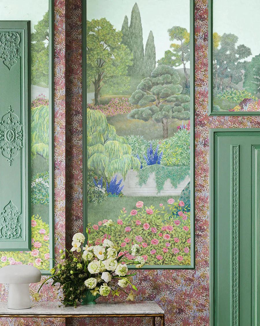 Wallpaper with a floral plant motif THE GARDENS - Petite Fleur matte finish gray