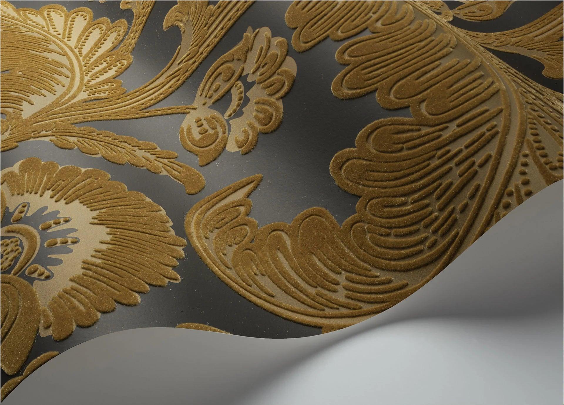 Tapeta THE PEARWOOD COLLECTION - Fanfare Flock musztardowy Cole & Son Eye on Design