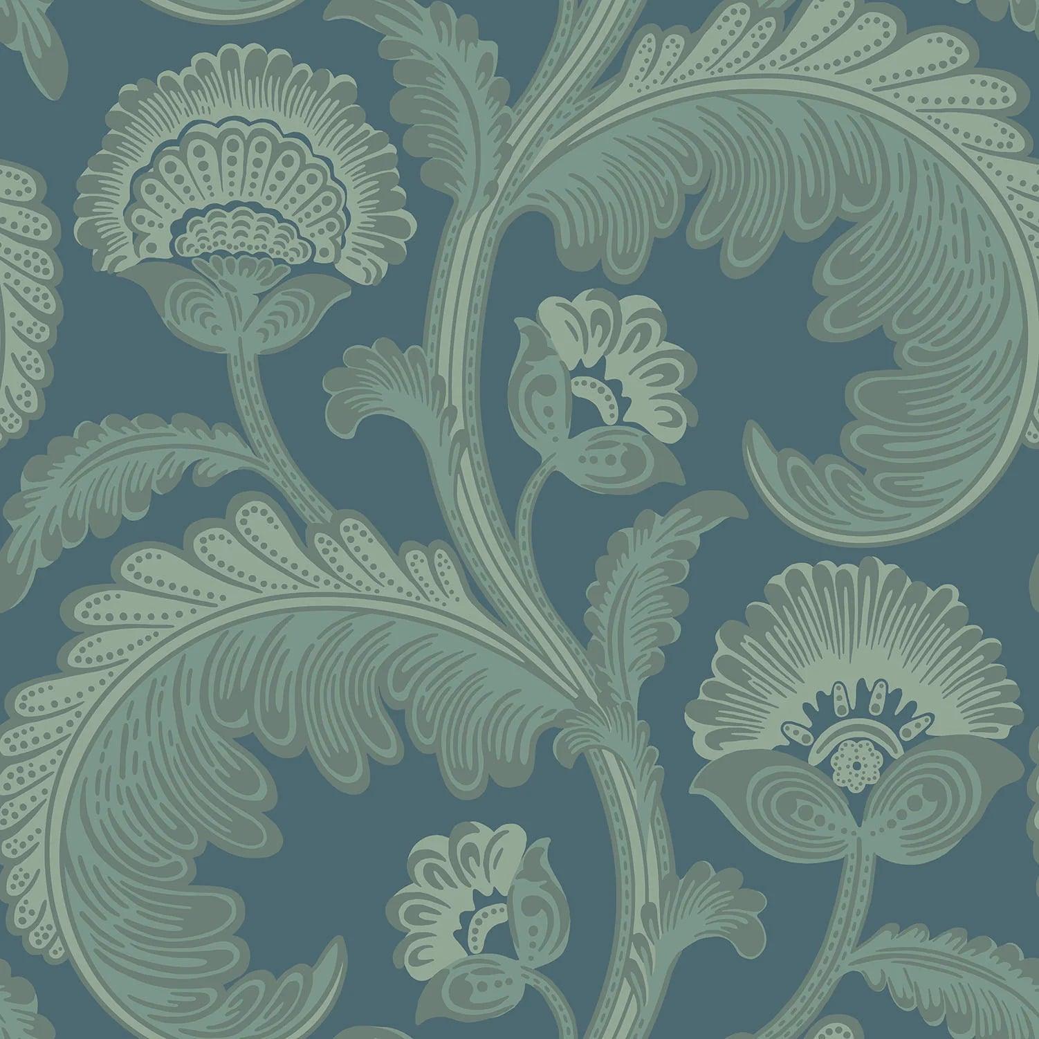 Tapeta THE PEARWOOD COLLECTION - Fanfare Flock zielony Cole & Son Eye on Design