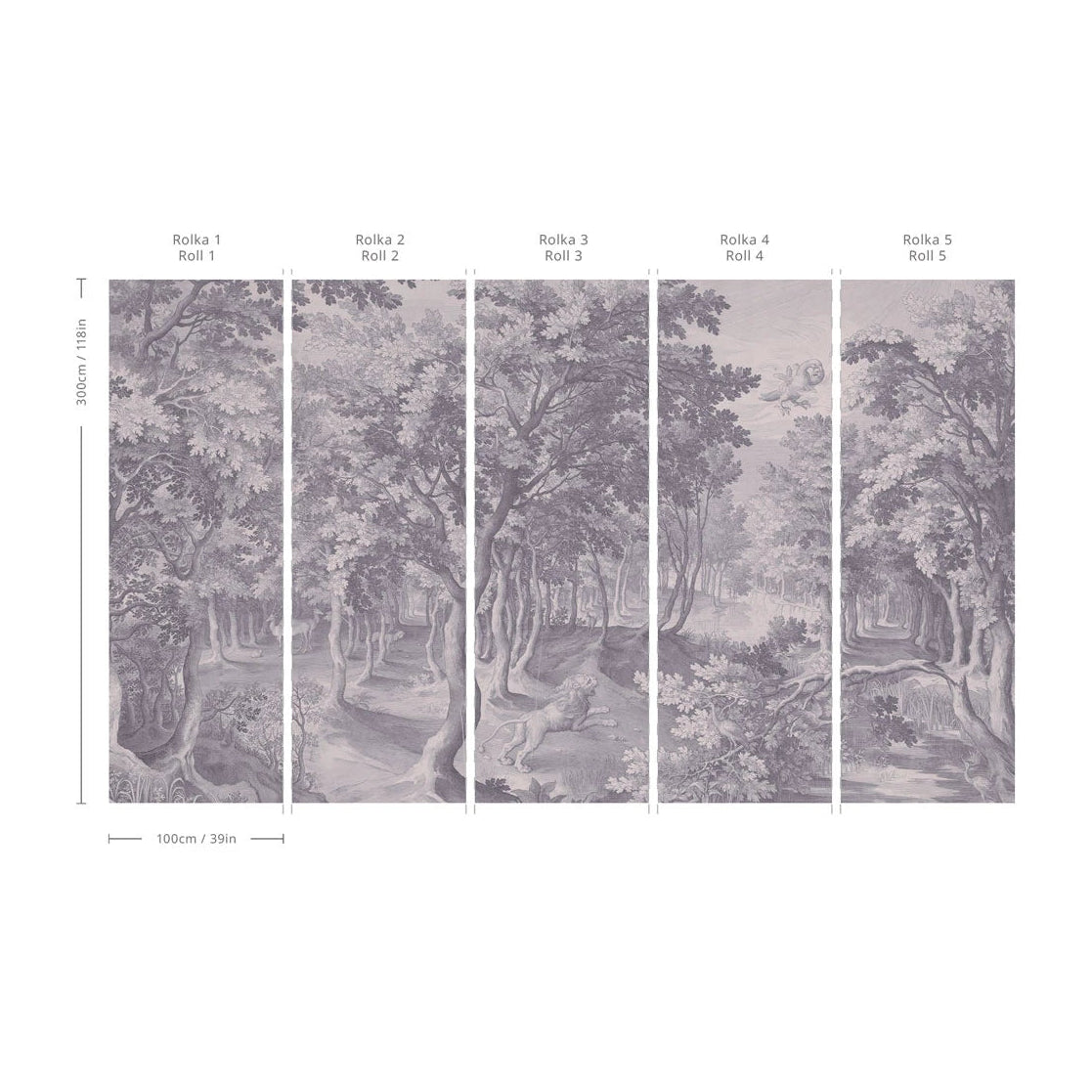Vlies-Tapete mit Landschaft TIMELESS TREES in gedämpftem Blau