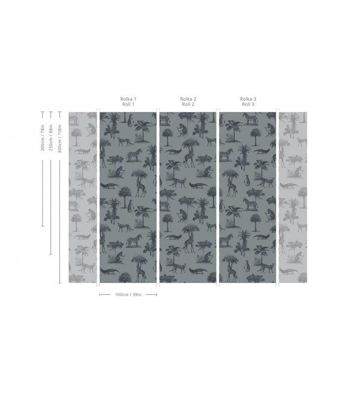 Tapeta VINTAGE ANIMALS ciemny miętowy Wallcolors Eye on Design