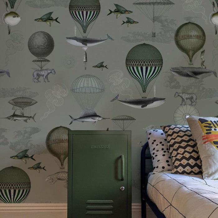 Tapeta VINTAGE BALLOONS zielony Wallcolors Eye on Design