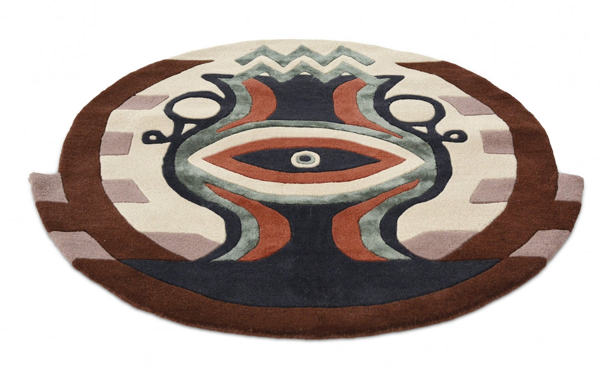 Round rug Zodiac Aquarius brown-beige