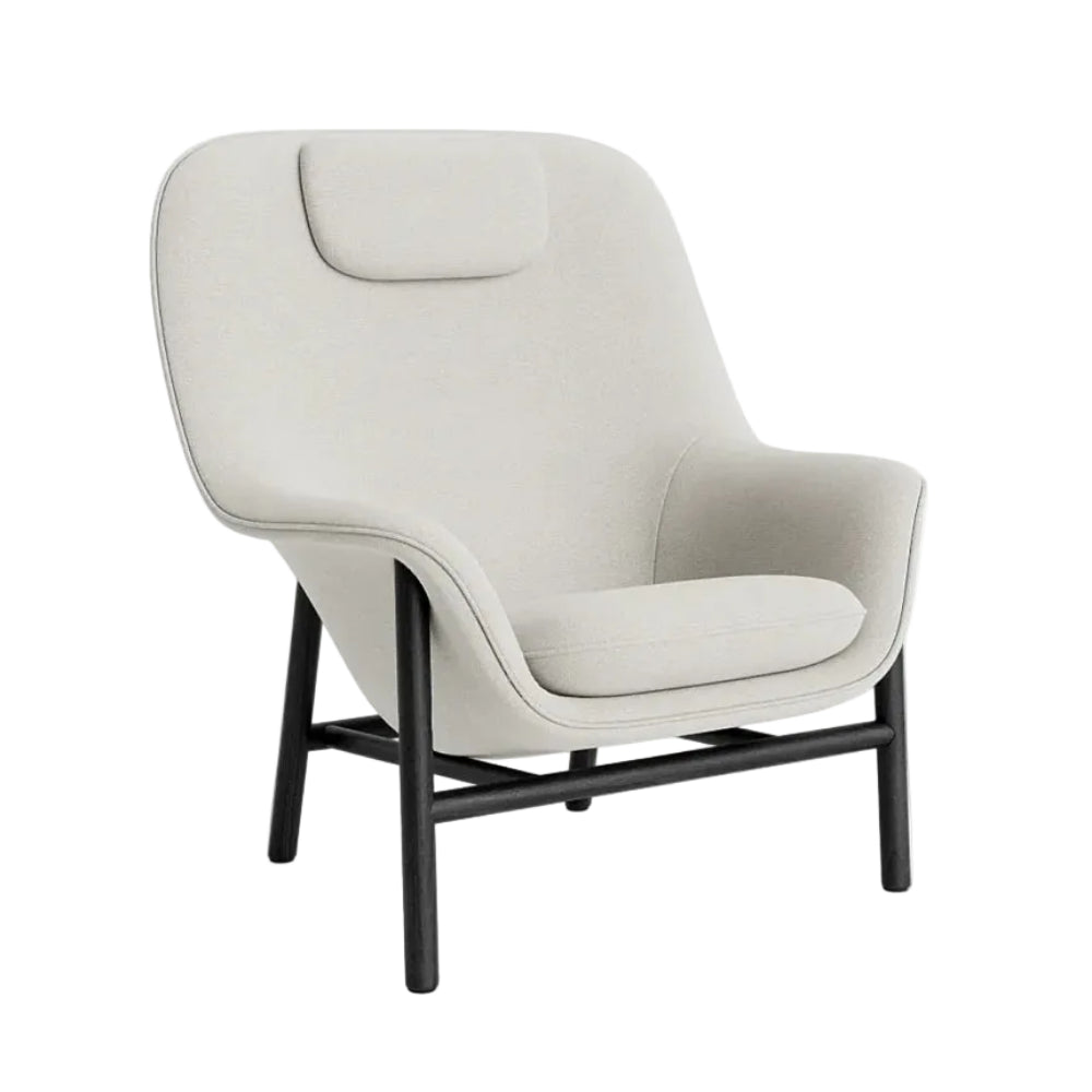 Drape High Armchair W. Headrest with Black Oak Base - Display Model