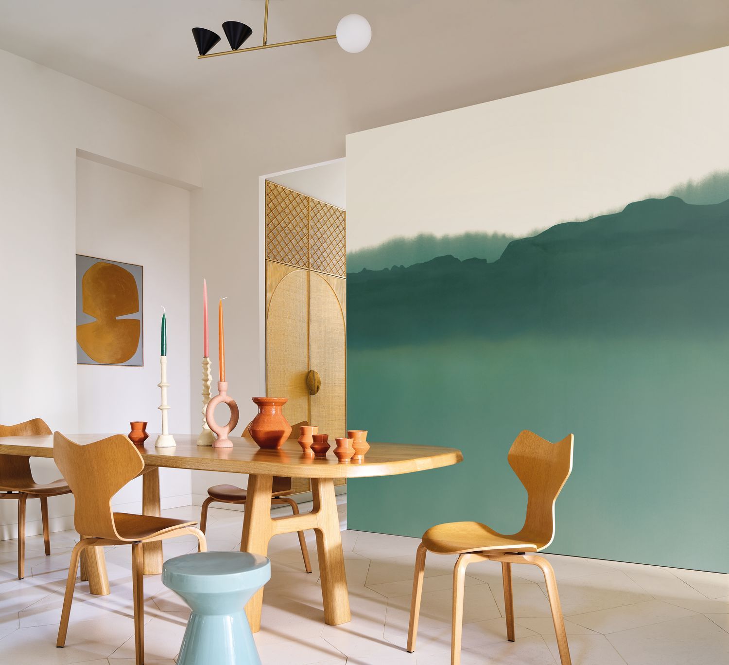 Wandbild mit Landschaft PITTORE - TÜRKIS turkusfarben
