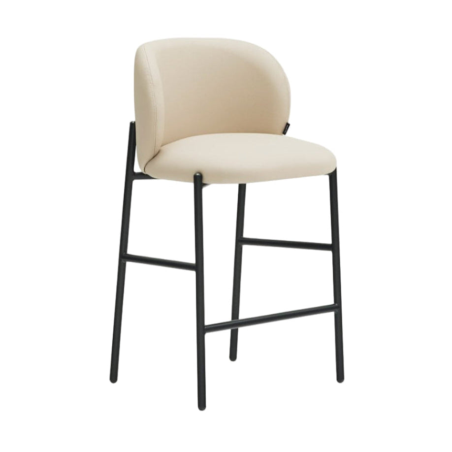 MOGI Bar Stool Beige Eco-Leather with Black Base