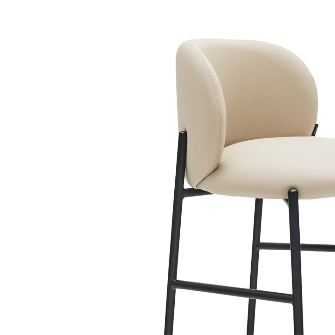 MOGI Bar Stool Beige Eco-Leather with Black Base