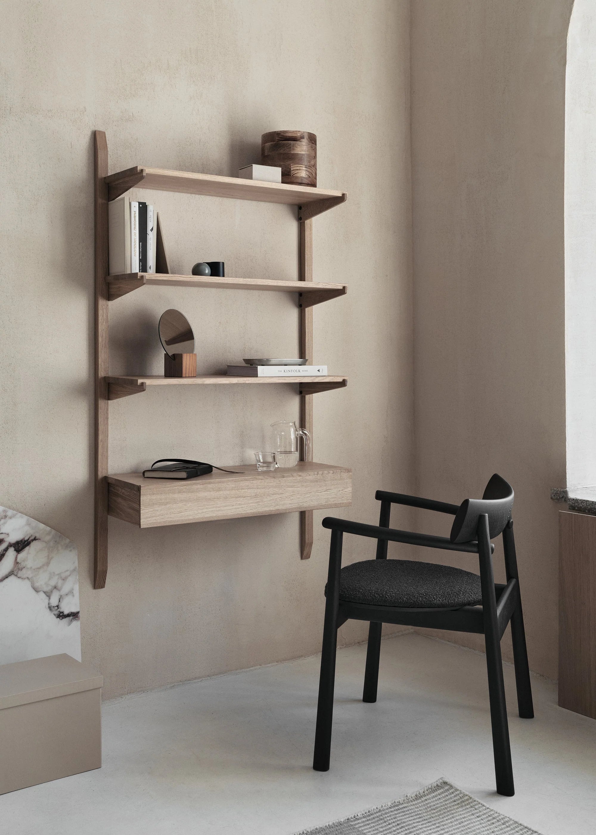 NOKI shelf system black oak wood